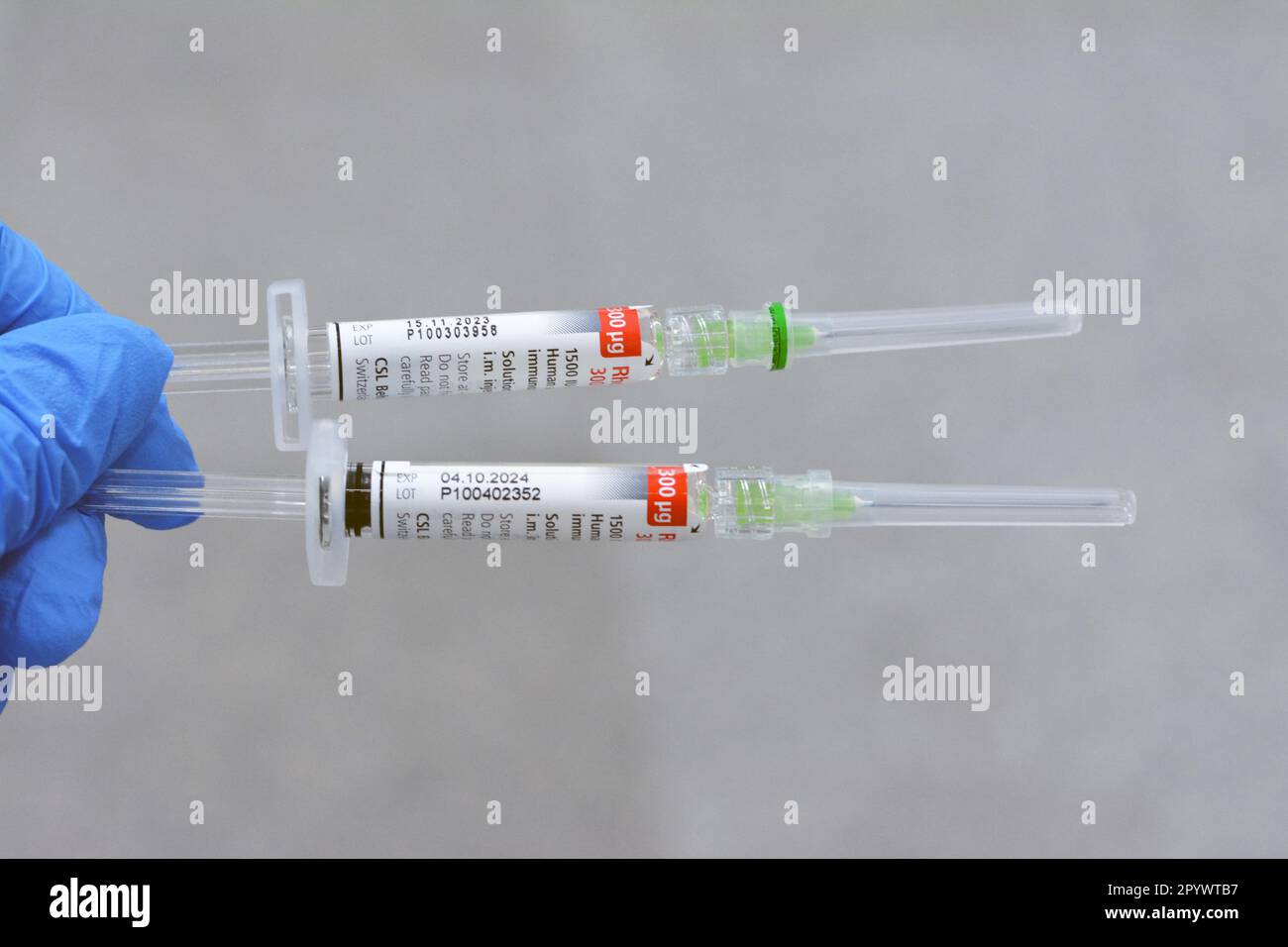 Le Caire, Egypte, 2 mai 2023: Immunoglobuline humaine anti-D (RH) Rhophylac 300 μg microgrammes 1500 UI pour injection IV ou IM pour la prévention de l'immuniza RH(D) Banque D'Images