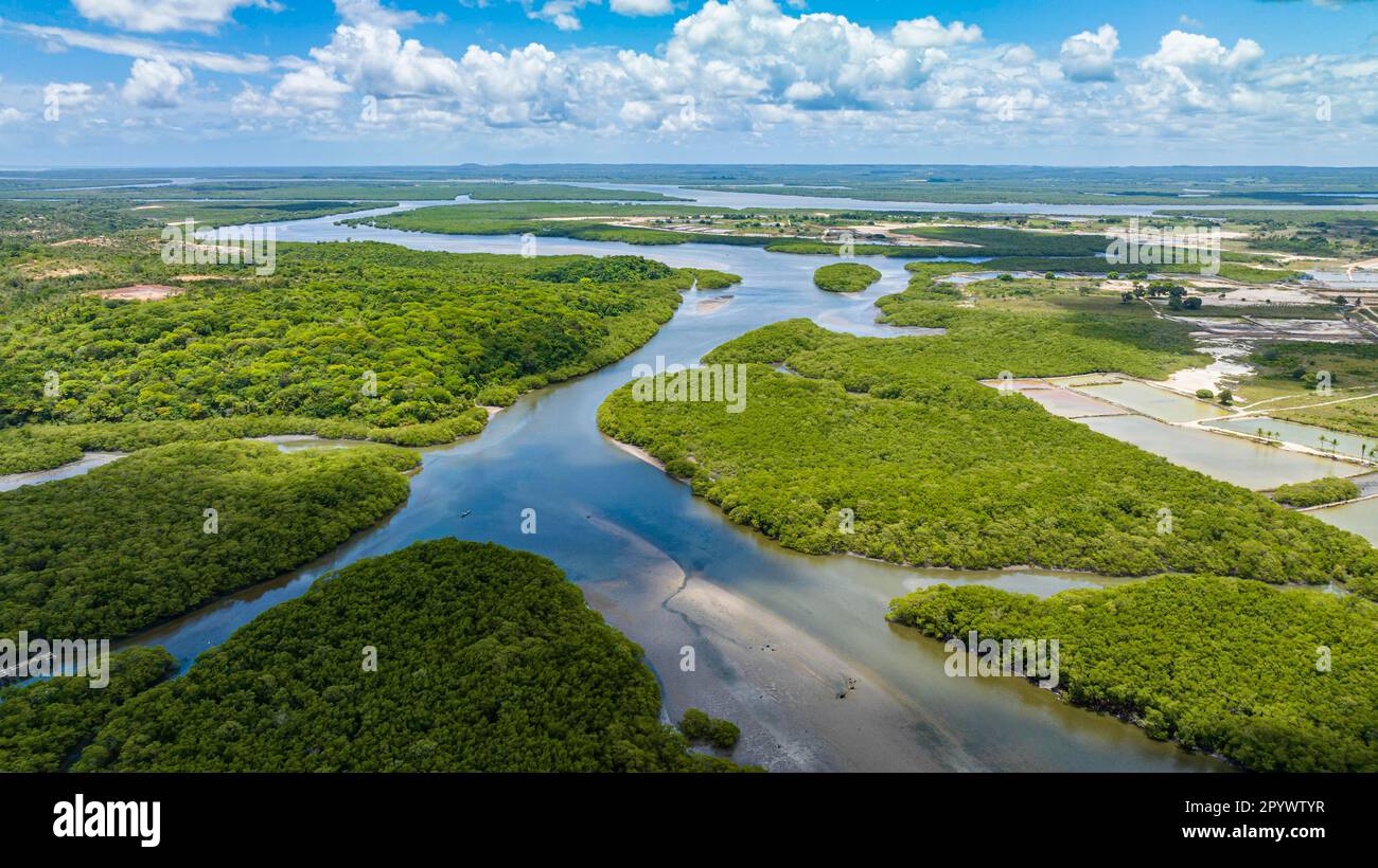 Antenne du fleuve Vaza-Barris, site de l'UNESCO Sao Cristovao, Sergipe, Brésil Banque D'Images