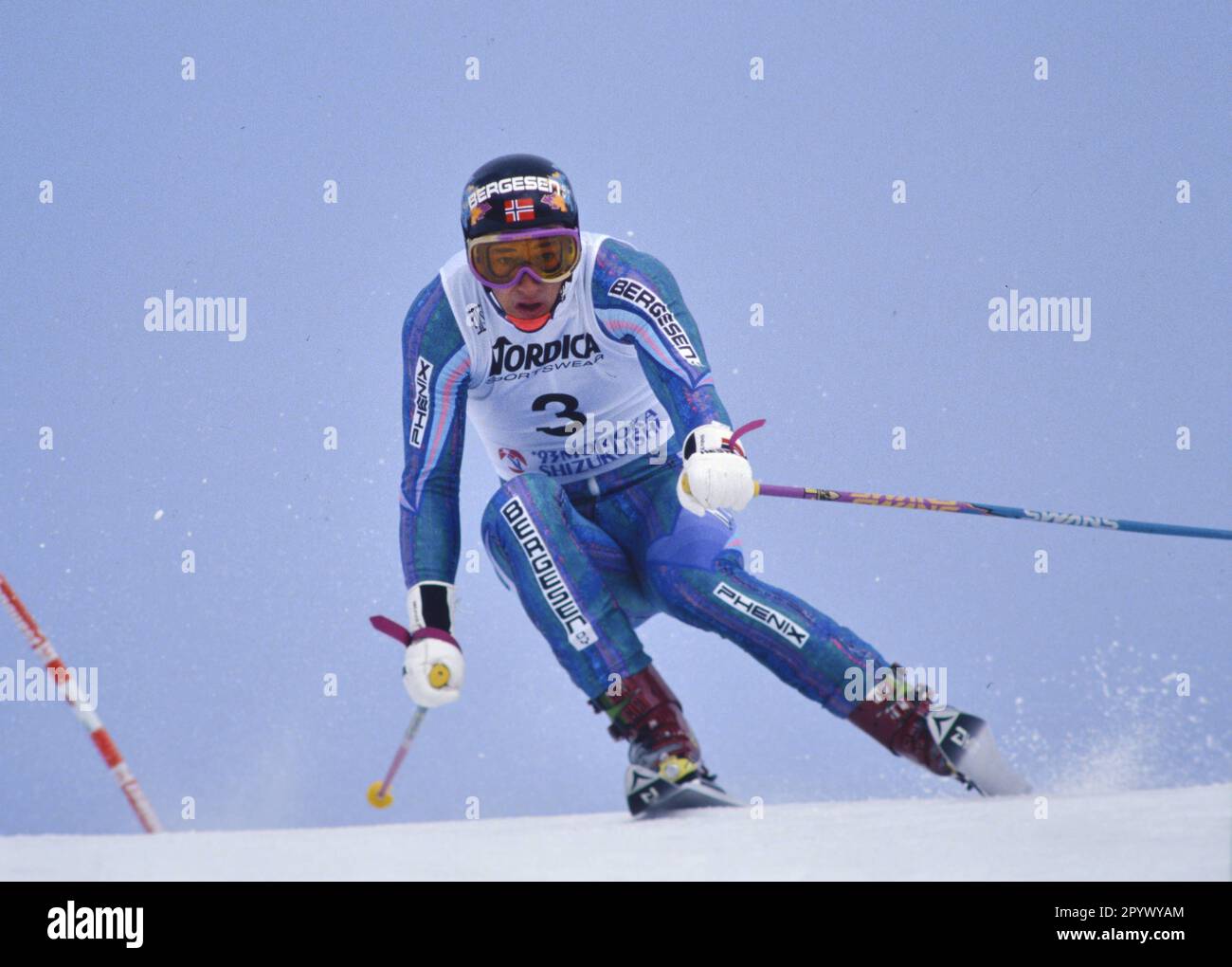 SKI ALPIN SAISON 92/93 Championnats du monde 1993 Morioka Shizukuishi Giant Slalom Men 10.02.1993 Kjetil-Andre AAMODT (NOR) xxNOxMODELxRELEASExx [traduction automatique]- AUTRICHE OUT Banque D'Images