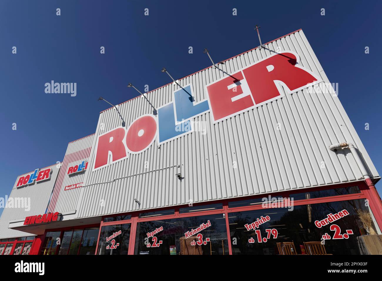 Roller Moebel, logo sur le bâtiment, meuble discounter, Ratingen,  Rhénanie-du-Nord-Westphalie, Allemagne Photo Stock - Alamy