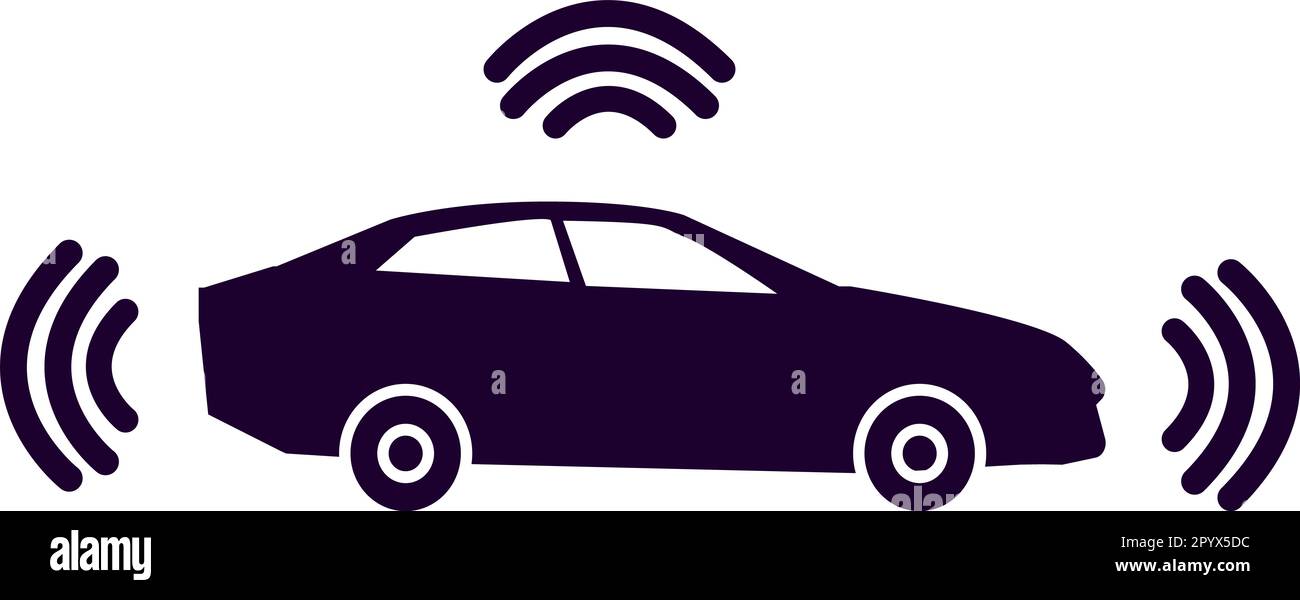 icône de voiture autonome sur fond blanc. panneau smart car. symbole du pilote automatique. style plat. Banque D'Images