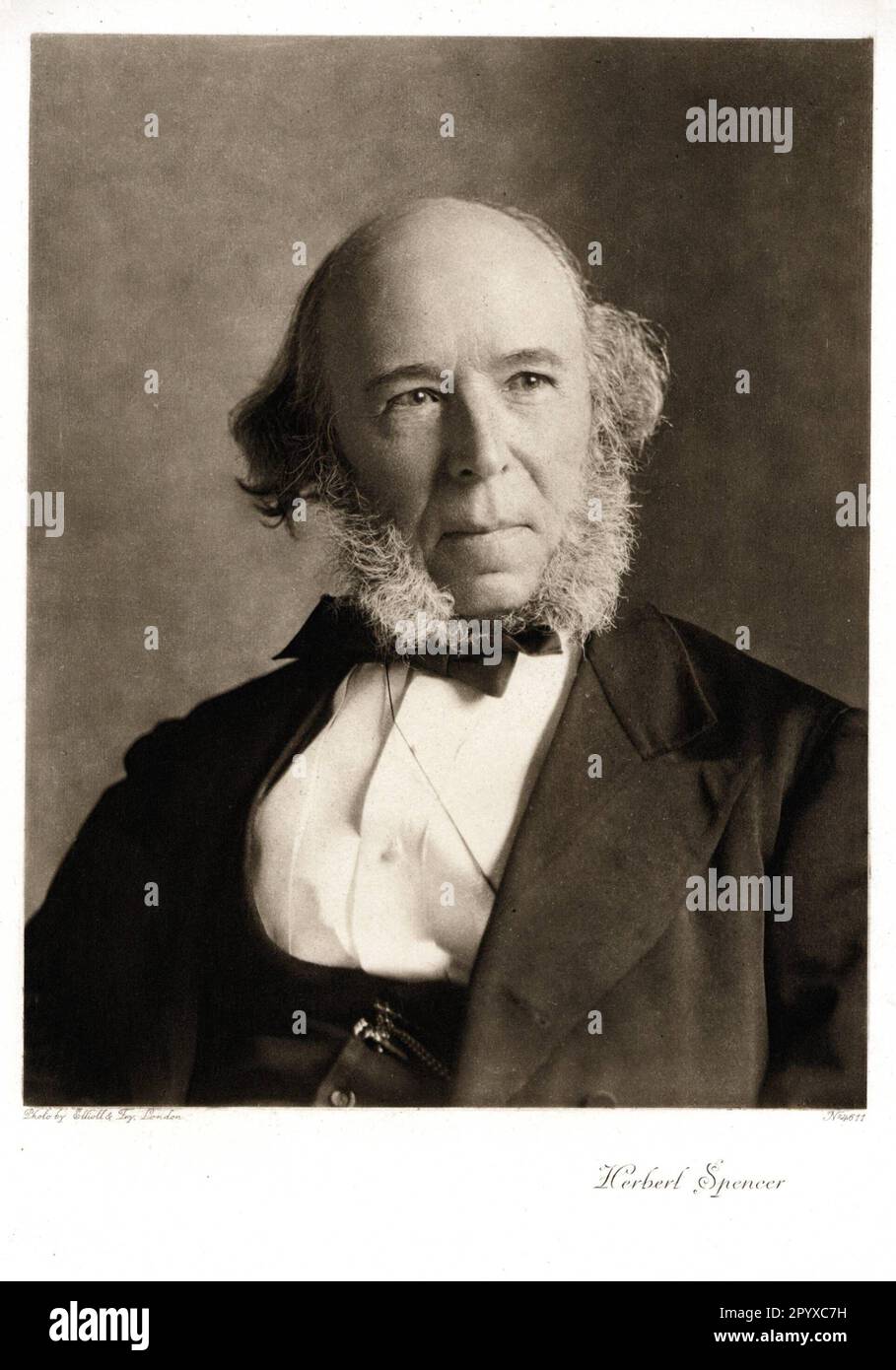 Herbert Spencer (1820-1903), philosophe britannique. Spencer a préconisé l'évolutionnisme épistémologique philosophique avant même Darwin. Photographie par Elliott et Fry, Londres. Photo: Heliogravure, Corpus Imaginum, Collection Hanfstaengl. [traduction automatique] Banque D'Images