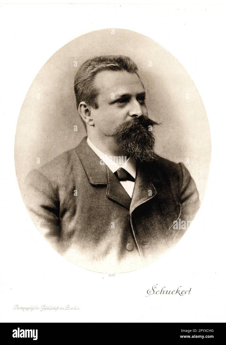 Johann Siegmund Schuckert (1846-1895), technicien et entrepreneur allemand. Schuckert a fondé un atelier électromécanique à Nuremberg en 1873, qui est devenu Elektrizitäts-AG (Siemens AG). Photographie. Photo: Heliogravure, Corpus Imaginum, Collection Hanfstaengl. [traduction automatique] Banque D'Images