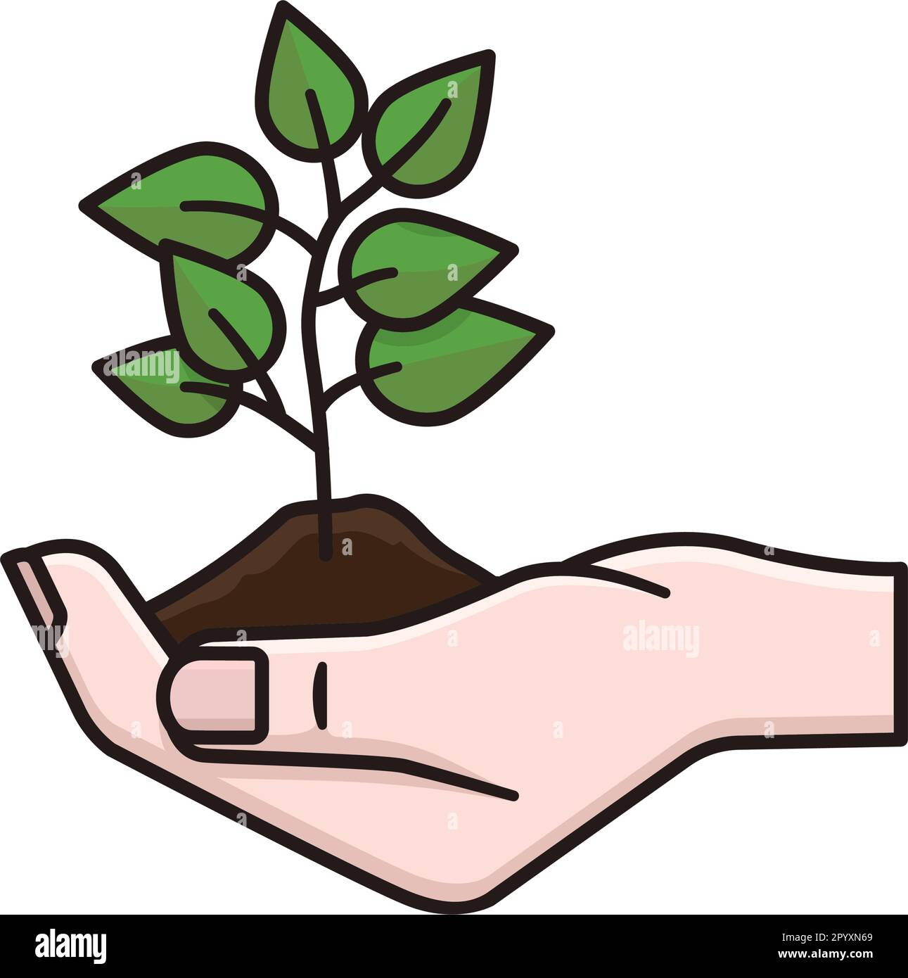 Illustration vectorielle isolée de semis d'arbre tenant main pour la Journée mondiale de l'environnement sur 5 juin Illustration de Vecteur