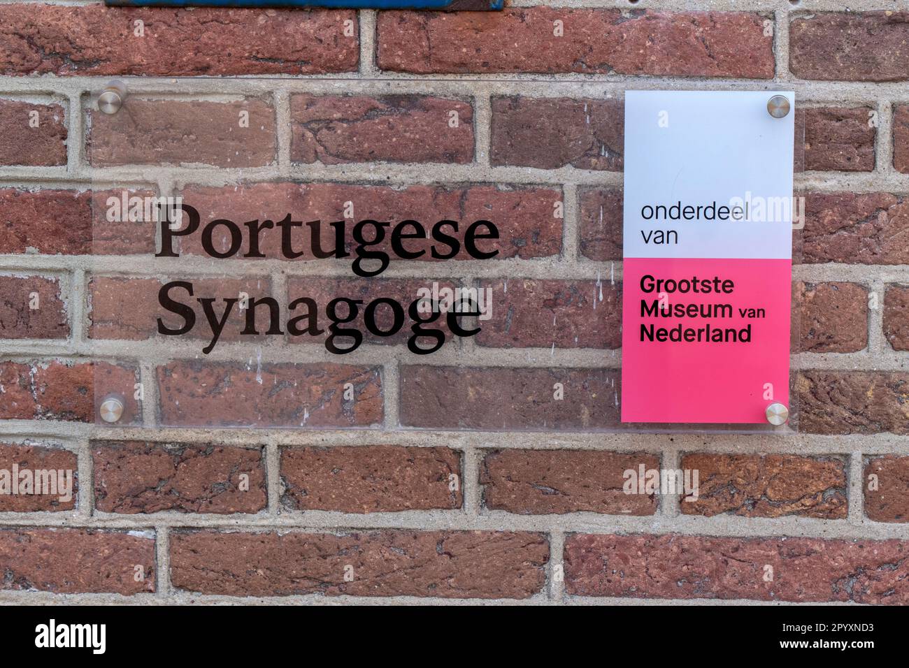 Panneau publicitaire Synagogue portugaise à Amsterdam pays-Bas 27-4-2023 Banque D'Images