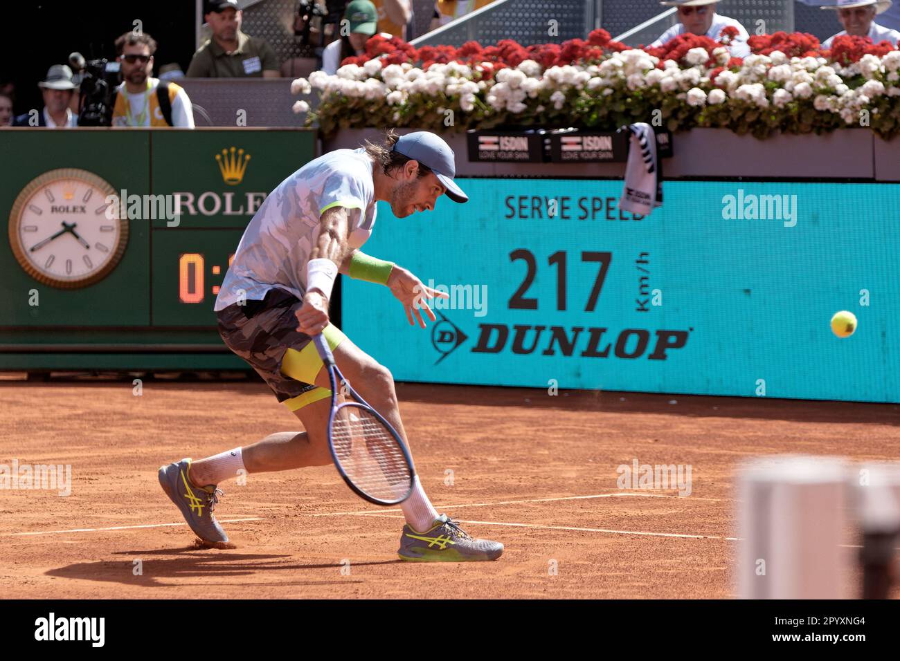 Madrid, Espagne. 05 mai 2023. Tennis: Mutua Madrid Tournoi de tennis ouvert, demi-finales, individuel, hommes: Carlos Alcaraz (ESP) V Borna Coric (CRO). Borna Coric (CRO). Crédit: EnriquePSans/Alay Live News Banque D'Images