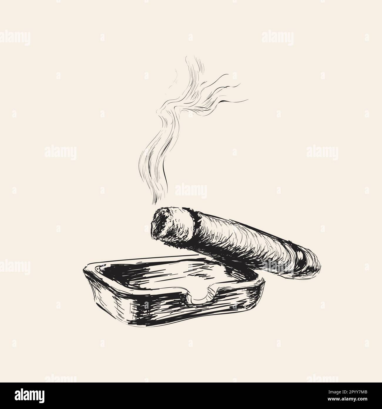Cigare fumeur avec cendrier cigare fumeur avec cendrier Illustration de Vecteur