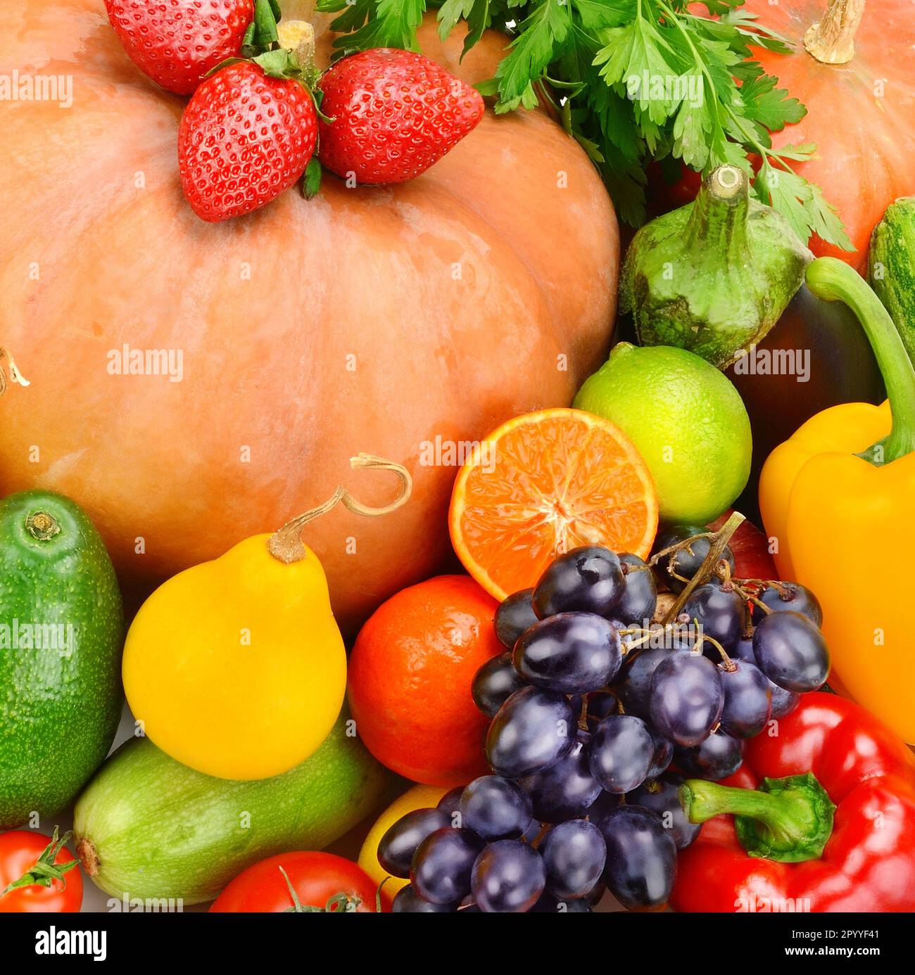 Contexte de divers légumes et fruits. Banque D'Images