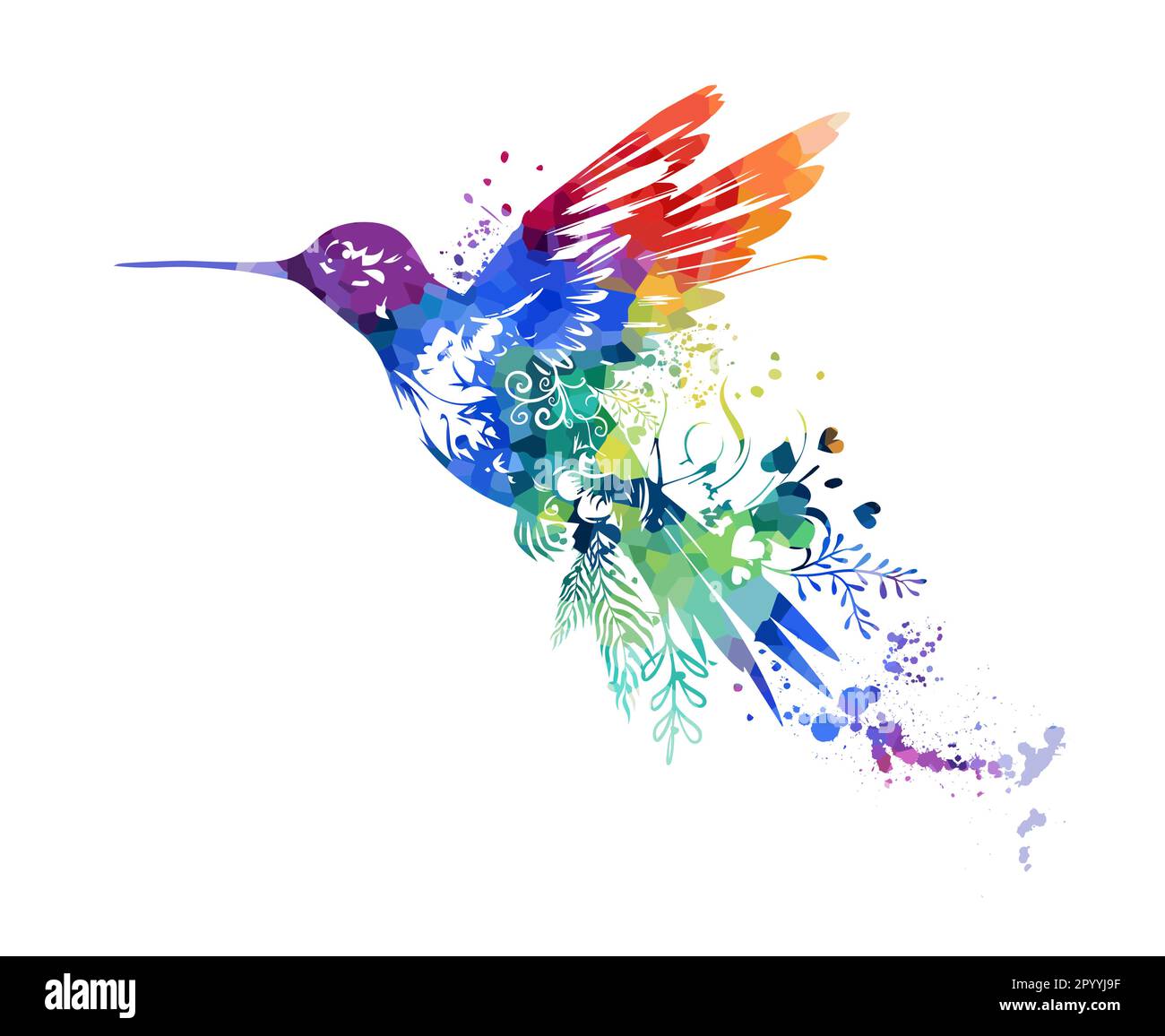 Colibris d'oiseau volant de couleur. Abstraction. Illustration vectorielle Illustration de Vecteur