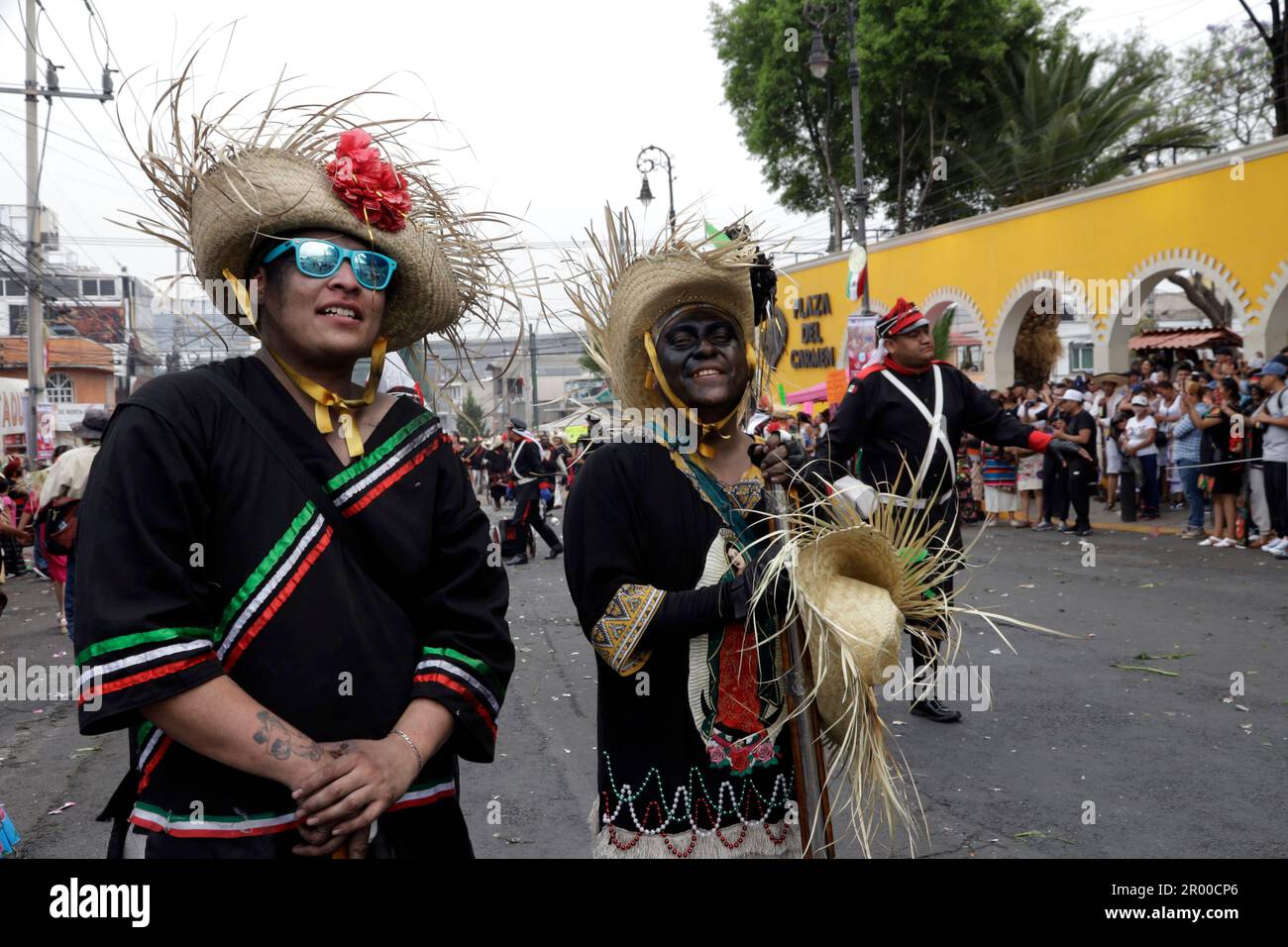 Mexico, Mexique. 05th mai 2023. 5 mai 2023, Mexico, la représentation de la bataille de Puebla de 1862 dans le quartier de Peñon de los Baños est déclarée par le Gouvernement de la ville de Mexico comme patrimoine culturel immatériel de la ville de Mexico à son anniversaire de 93rd; Organisé chaque année à l'hôtel de ville de Venustiano Carranza à Mexico. Sur 5 mai 2023 à Mexico, Mexique (photo par Luis Barron/Groupe Eyepix/Sipa USA). Credit: SIPA USA/Alay Live News Banque D'Images