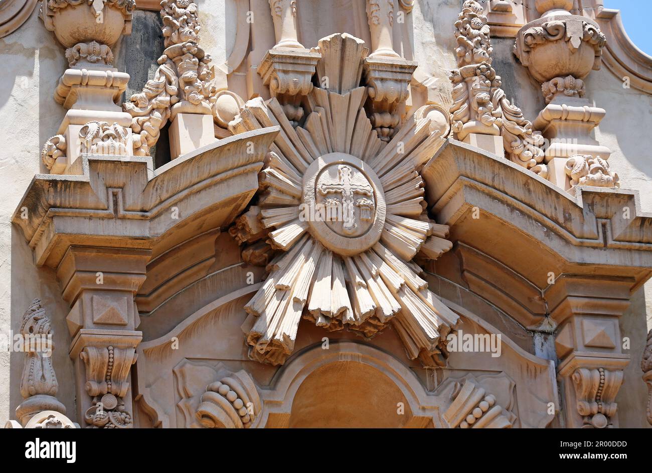 Ornement de façade - Casa del Prado, San Diego, Californie Banque D'Images