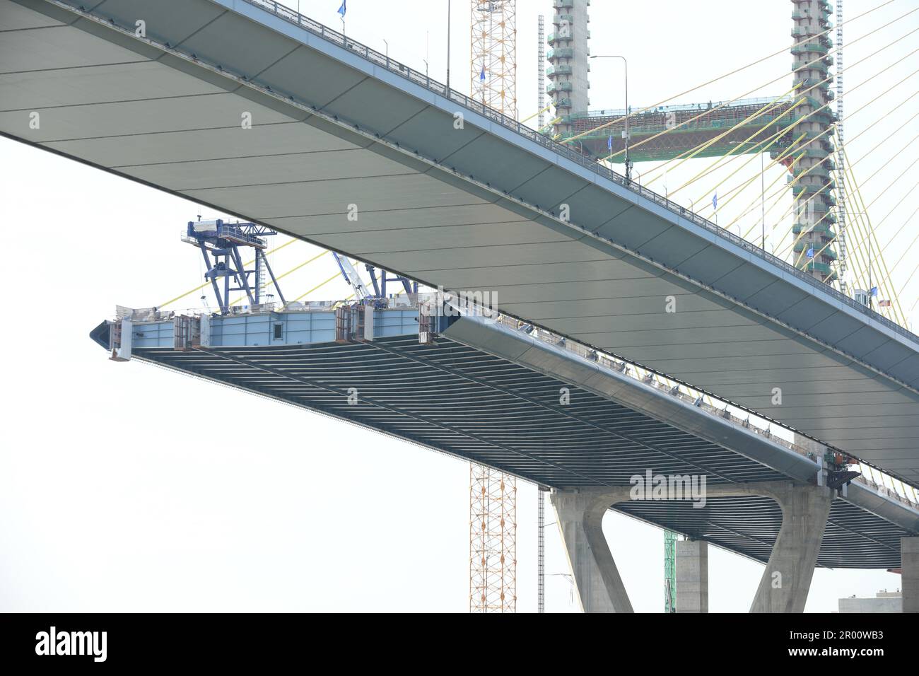 Pont suspendu en construction, Bangkok, Thaïlande. Banque D'Images