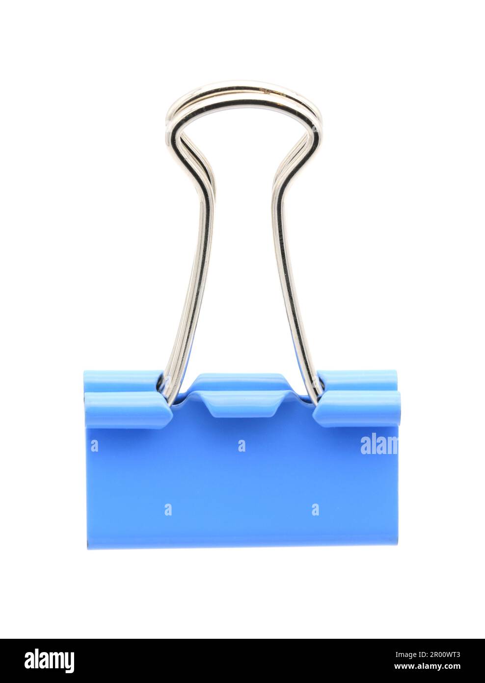 Clip de reliure bleu isolé sur fond blanc Banque D'Images