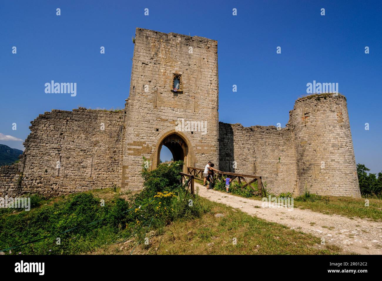 château de Puivert, 13th siècle, Château cathare situé dans le village de Puivert, dans le département de l'Aude, Languedoc-Roussillon, Pyrénées orientales, FR Banque D'Images