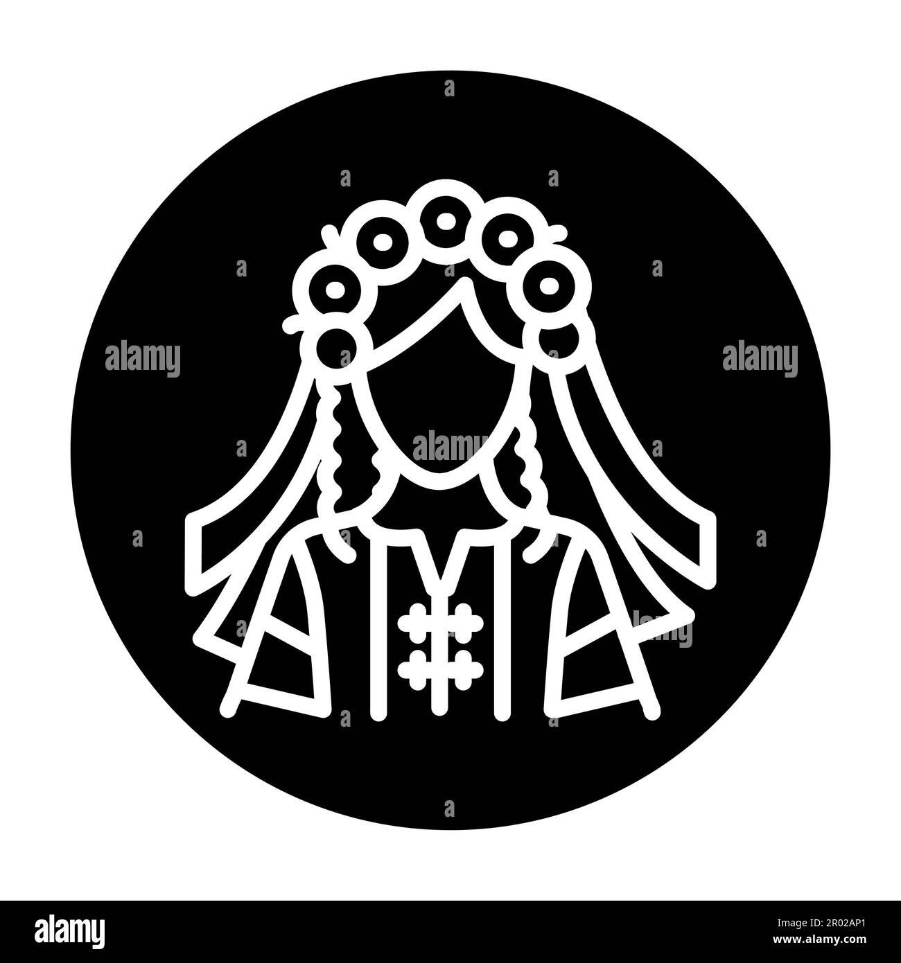 Femme ukrainienne dans la ligne nationale de vêtements de couleur icône. Elément vectoriel isolé. Illustration de Vecteur