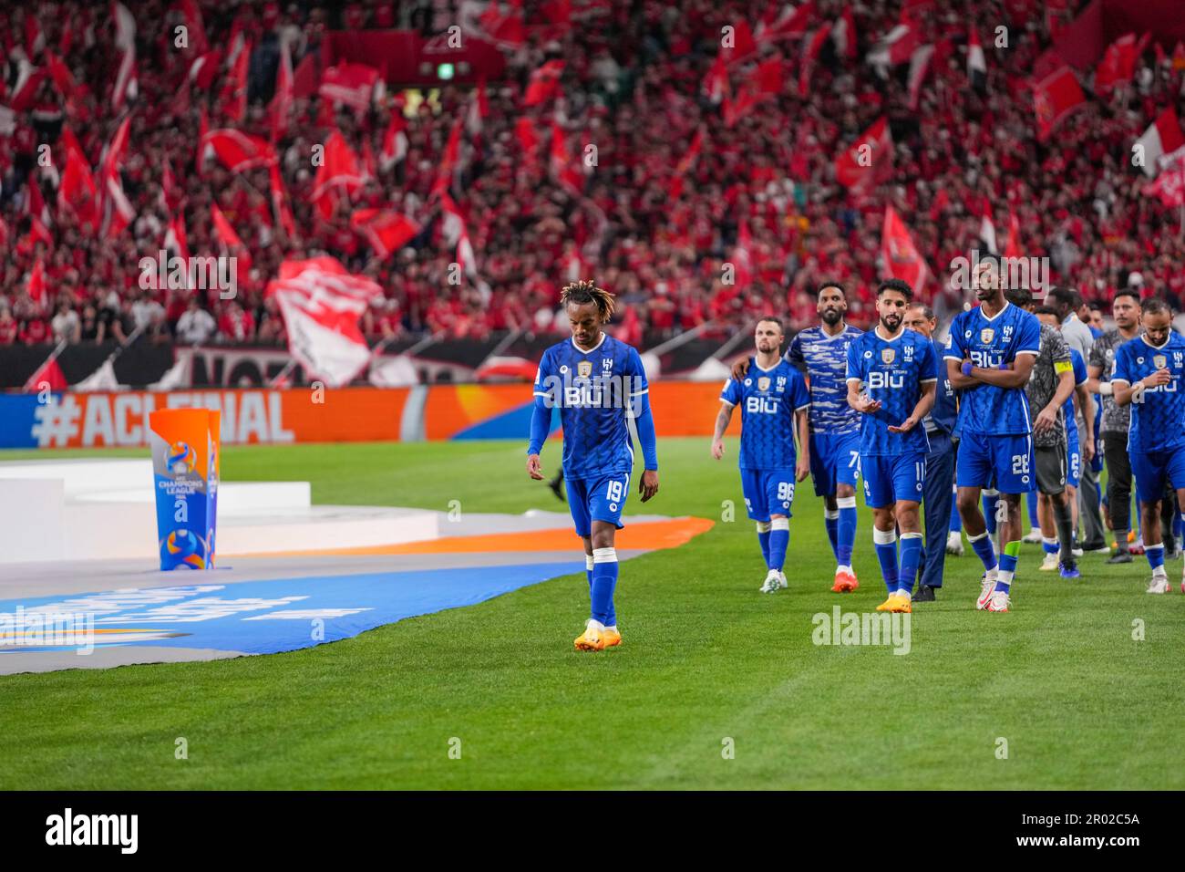 Saitama. 6th mai 2023. Les joueurs d'Al Hilal réagissent après la finale 2nd jambe de la Ligue des champions de l'AFC 2022 contre les rouges d'Urawa au stade Saitama 2002 à Saitama, au Japon, sur 6 mai 2023. Credit: Zhang Xiaoyu/Xinhua/Alay Live News Banque D'Images