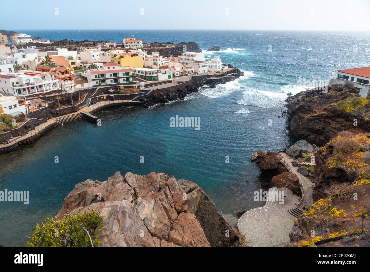 La ville de Tamaduste située sur la côte de l'île d'El Hierro, îles Canaries, Espagne Banque D'Images