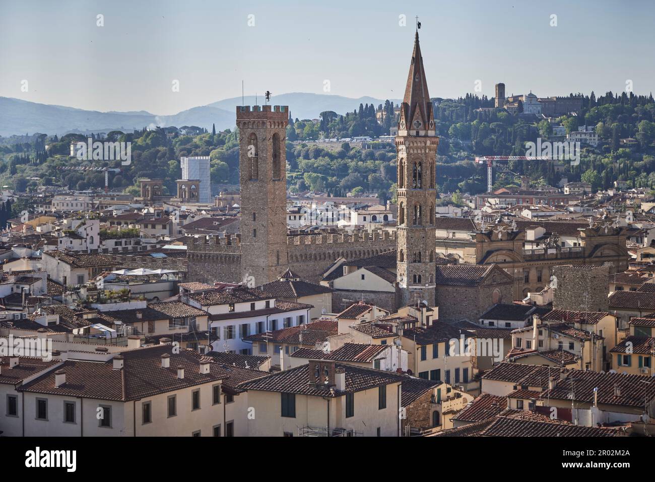 Clocher de Bargello et Badia Fiorentina, église Santa Croce, Florence, Florence, Florence, Italie, Italie, Europe. 2023 Banque D'Images