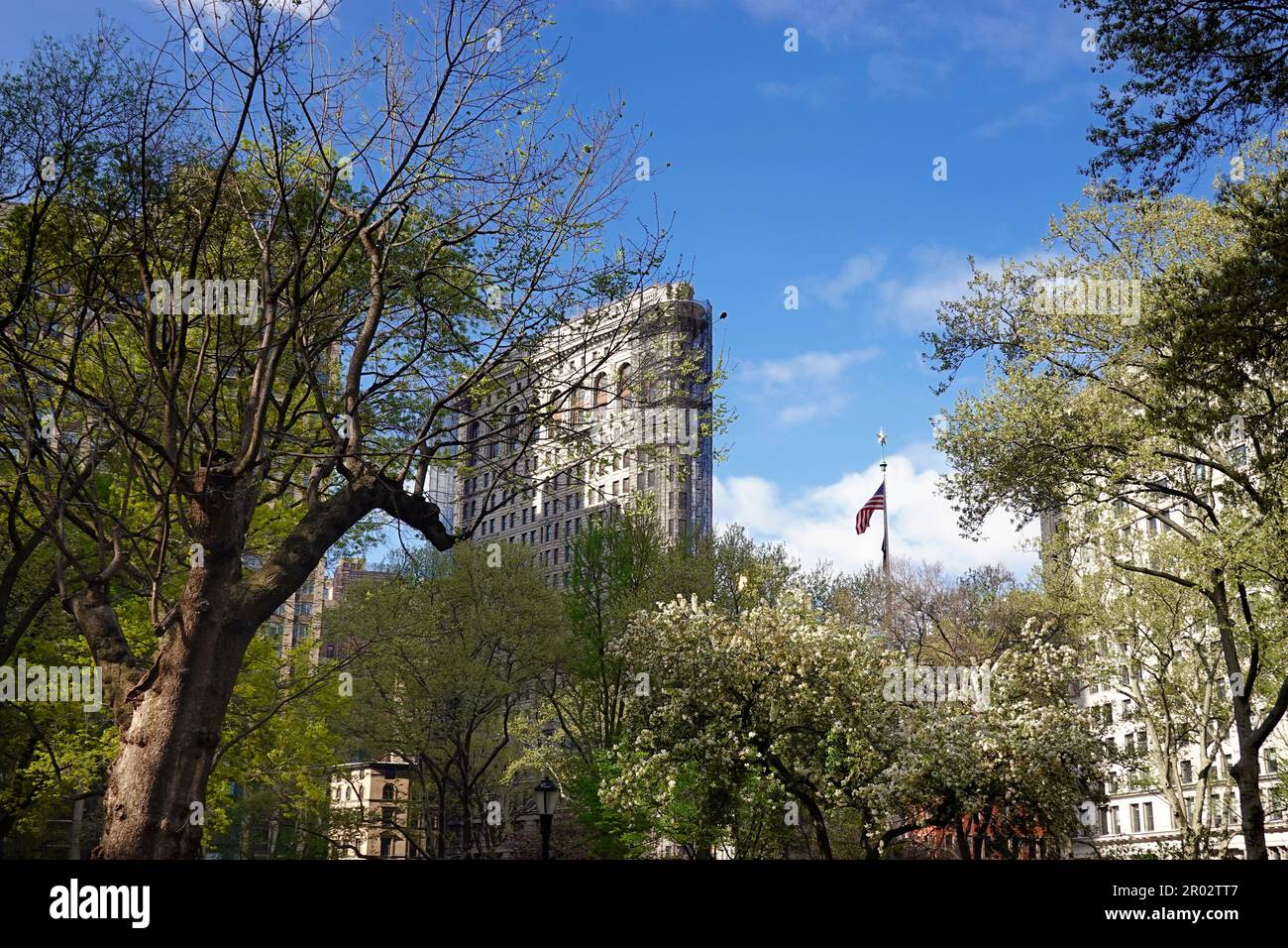 Vue sur Madison Square Park jusqu'au bâtiment Flatiron Banque D'Images