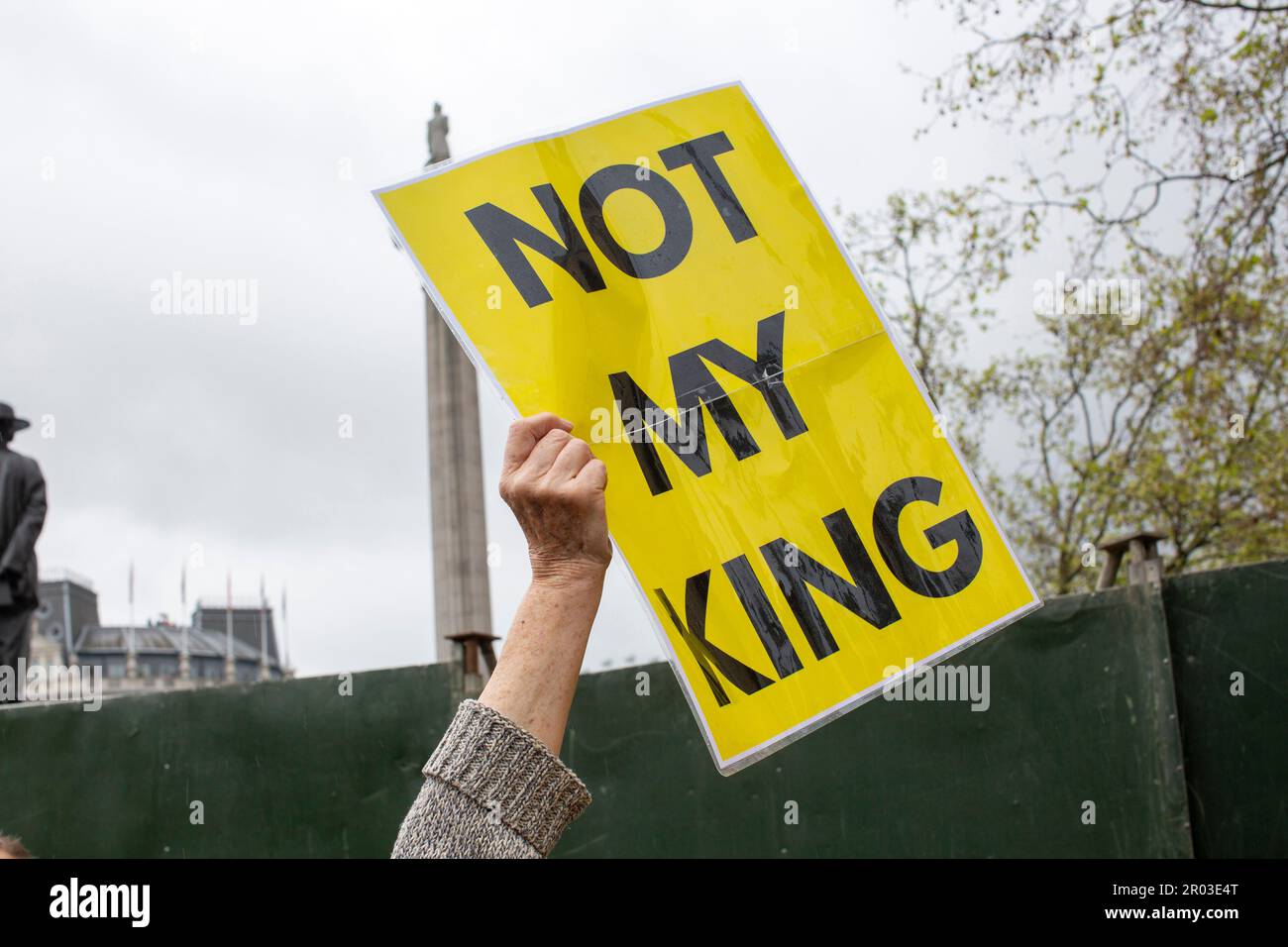 Londres, Royaume-Uni. 6 mai 2023. Les manifestants anti-monarchie organisés par la République organisent un rassemblement « pas mon roi » le jour du couronnement du roi Charles III Crédit : horst friedrichs/Alay Live News Banque D'Images