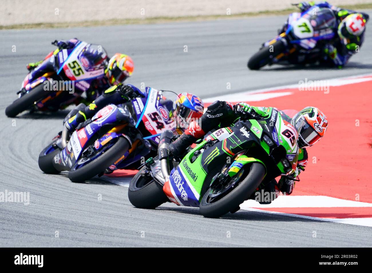 6th mai 2023: Circuit de Barcelone, Catalunya, Barcelone, Espagne: FIM World Superbike Championship Barcelona 2023: Course 1, Jonathan Rea, Kawasaki Racing Team WorldSBK ridding Kawasaki ZX-10RR Banque D'Images