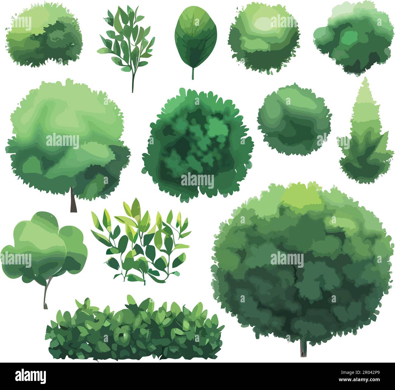 Super arbres arbustes arbustes arbustes vue de dessus vecteur Illustration de Vecteur