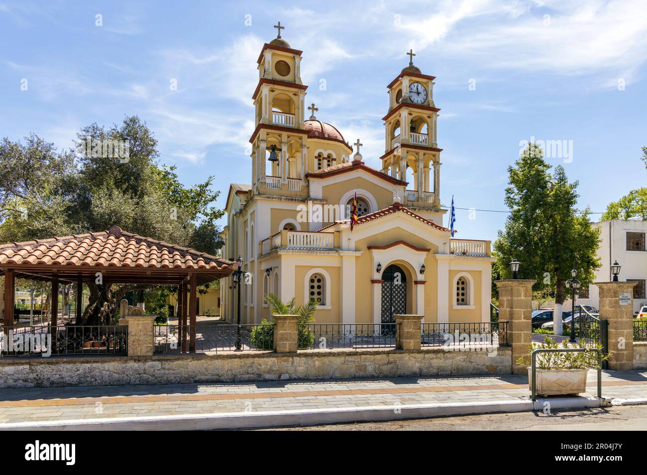 L'église pittoresque de Vryses, également épeautre Vrisses ou Vrisses, Crète, Grèce. Banque D'Images