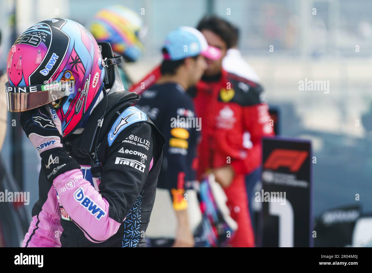 Miami Gardens, États-Unis. 06th mai 2023. Esteban Ocon, pilote de Formule 1 de l'équipe Alpine F1, est vu après avoir été qualifié pour le Grand Prix​ de Formule 1 de Miami à l'aérodrome international de Miami, dans les jardins de Miami, en Floride, le samedi, 6 mai 2023. Photo par Greg Nash/UPI crédit: UPI/Alay Live News Banque D'Images