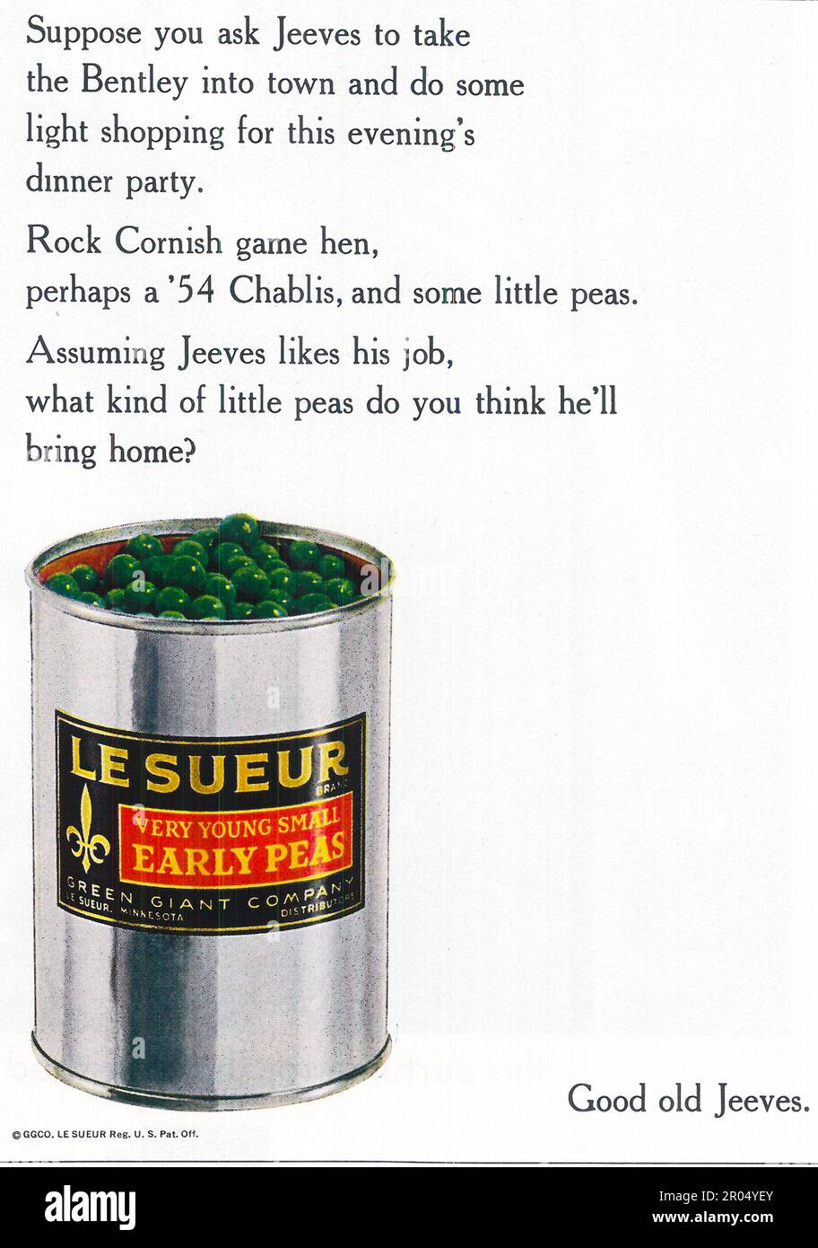 Le Sueur Early Peas, Minnesota publicité dans un magazine Journal, 1965 Banque D'Images