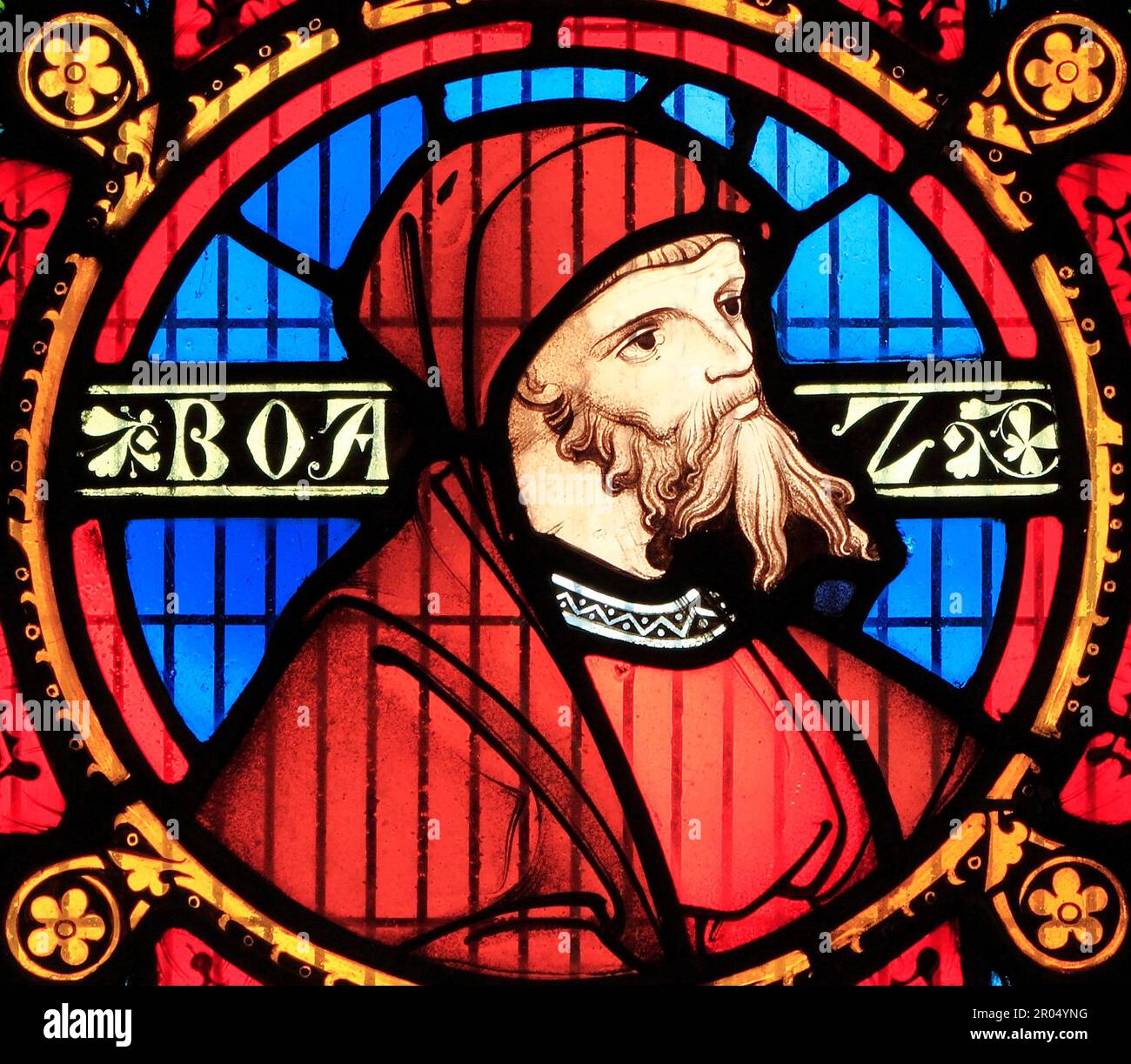 Boaz, détail de l'histoire de Ruth, vitrail, par Robert Bayne de Heaton Butler & Bayne, 1862, Richard Hill church, Norfolk England UK Banque D'Images