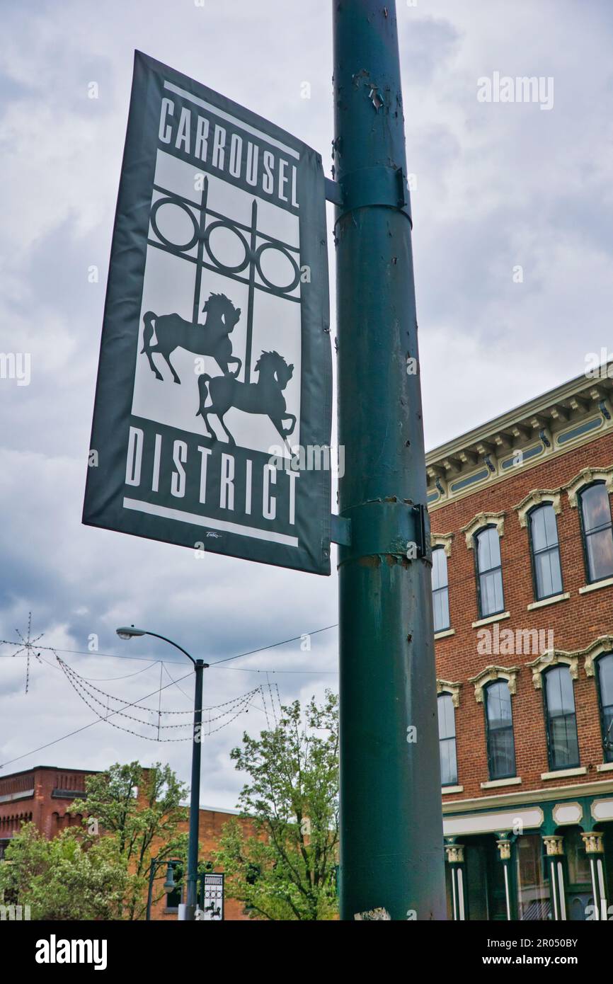 Mansfield, Ohio, quartier historique de carrousel, États-Unis Banque D'Images