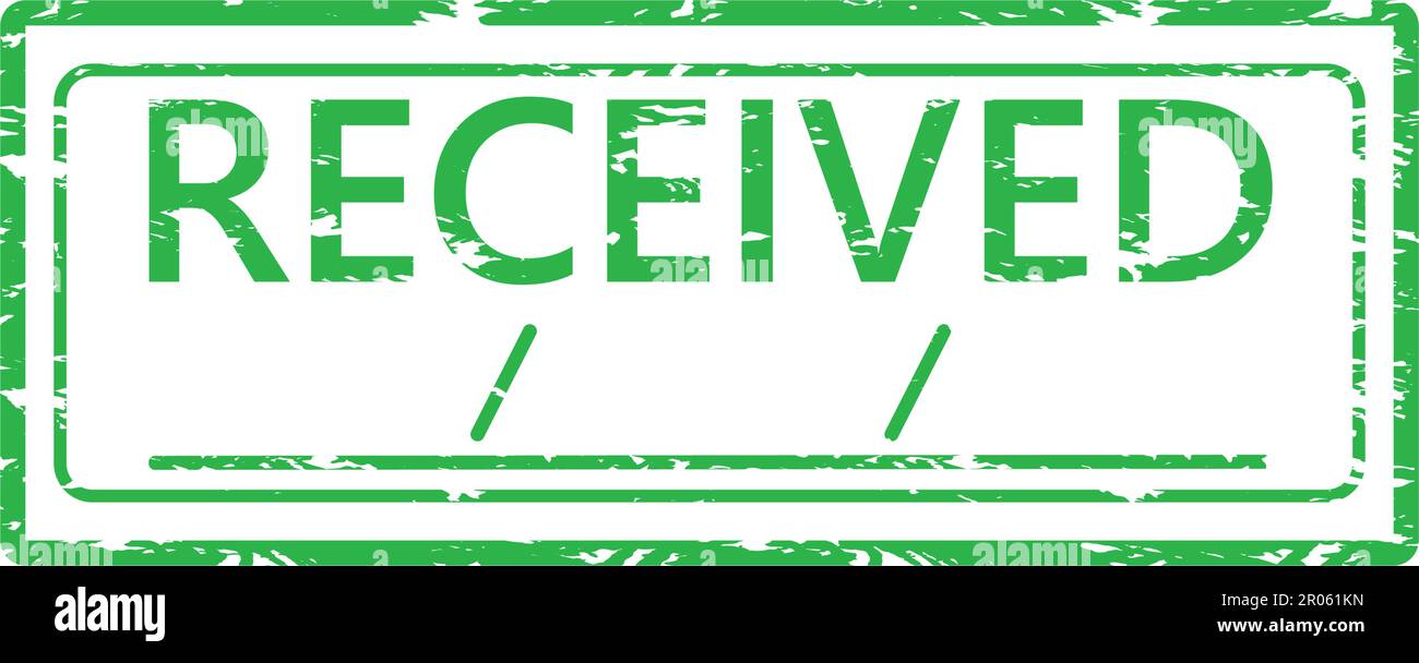 Timbre en caoutchouc reçu avec le lieu de la date, bureau de poste. Illustration vectorielle. Caoutchouc à reçu à encre verte, vérification de l'approbation postale, eau de paperasserie Illustration de Vecteur