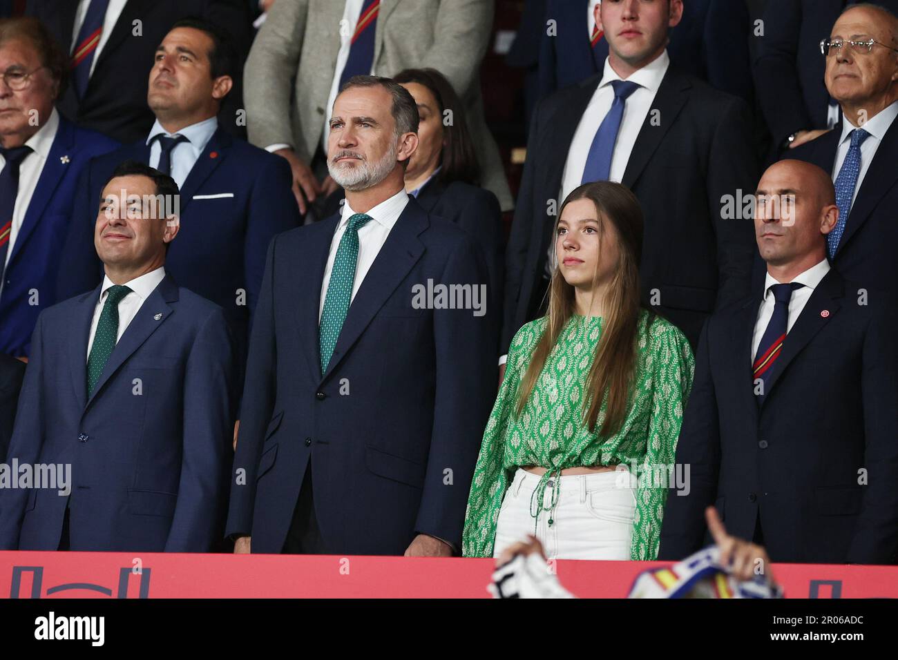 Le roi Felipe VI et Infanta Sofia sont vus pendant la coupe d'Espagne, Copa del Rey, finale du match de football entre Real Madrid CF et CA Osasuna sur 6 mai 2023 à l'Estadio de la Cartuja à Séville, Espagne - photo: Joaquin Corchero/DPPI/LiveMedia Banque D'Images
