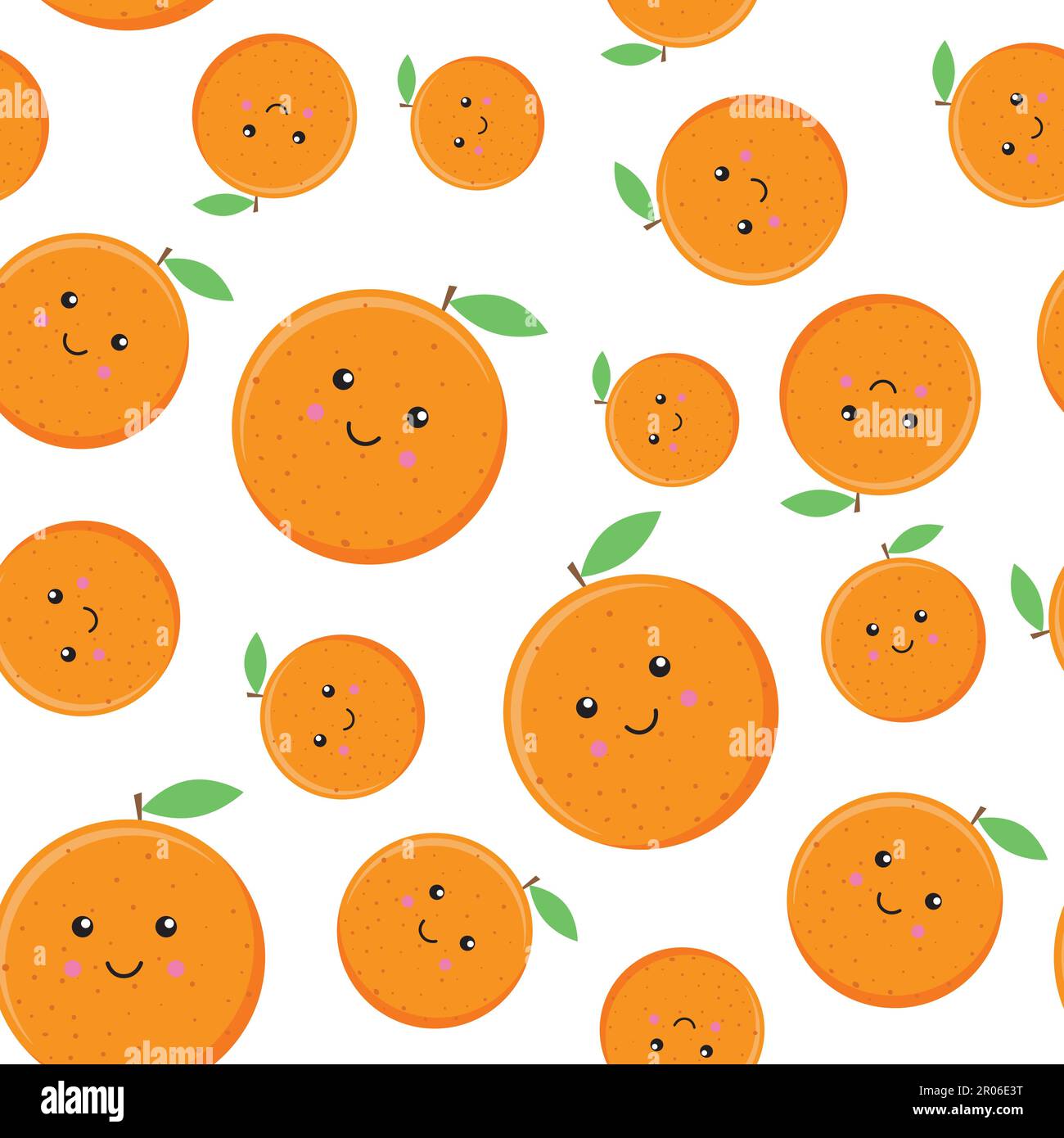Papier peint sans couture avec dessin animé orange mignon. Illustration de Vecteur