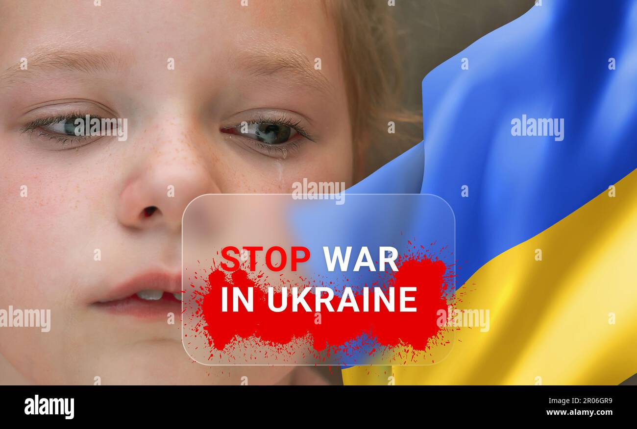 Pleurs enfants ukrainiens. arrêter la guerre Banque D'Images