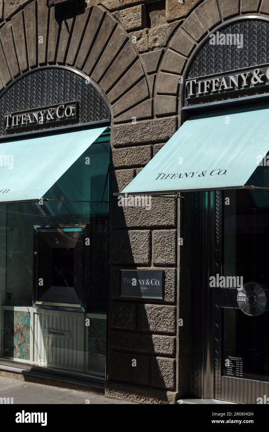 Magasin phare Tiffany & Co à via Tornabuoni Florence, Italie Banque D'Images