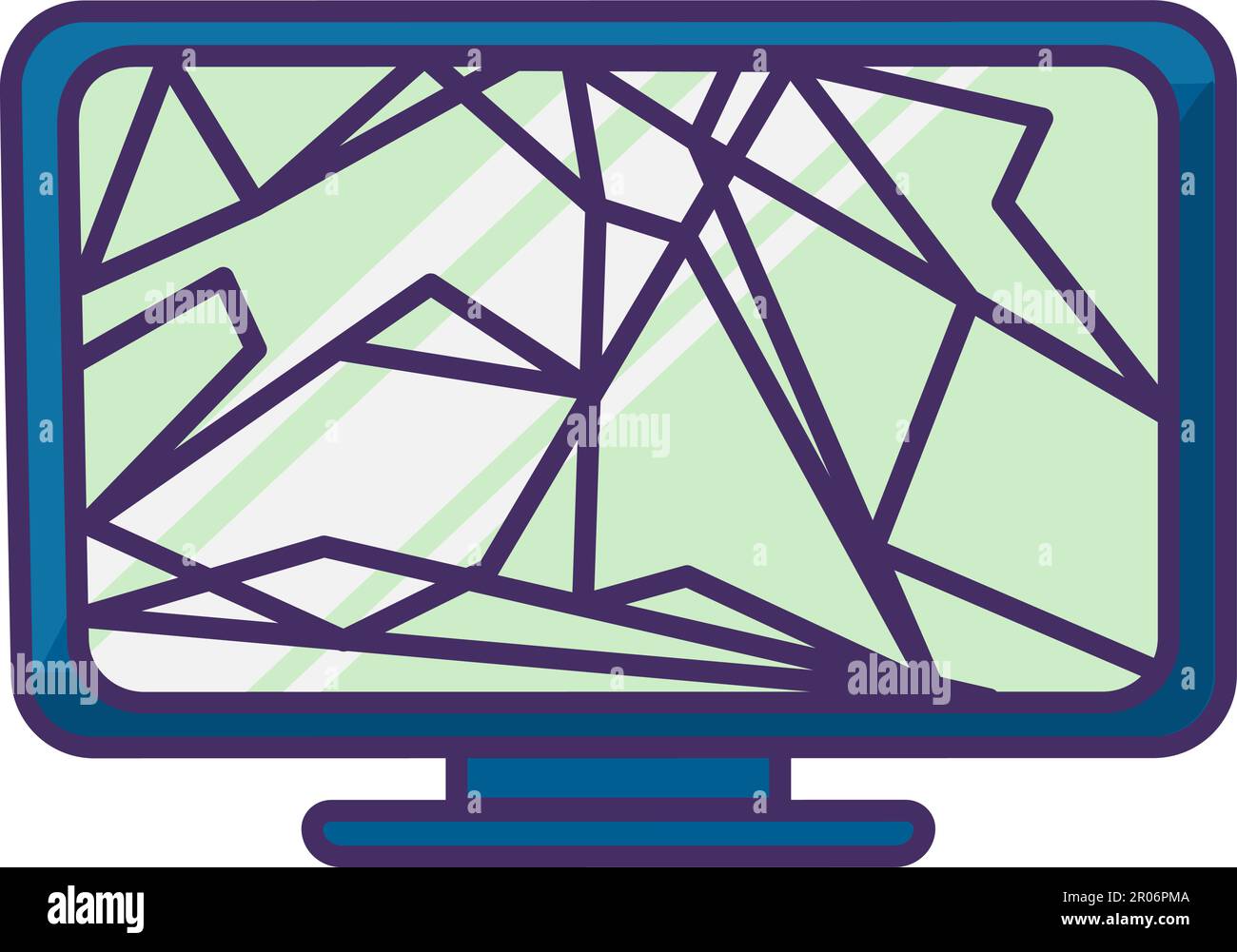 Écran TV du moniteur cassé, appareils électroniques domestiques. Les appareils ne sont pas utilisés et peuvent être mis au rebut. Recyclage des produits industriels. Dessin animé outelin simple Illustration de Vecteur