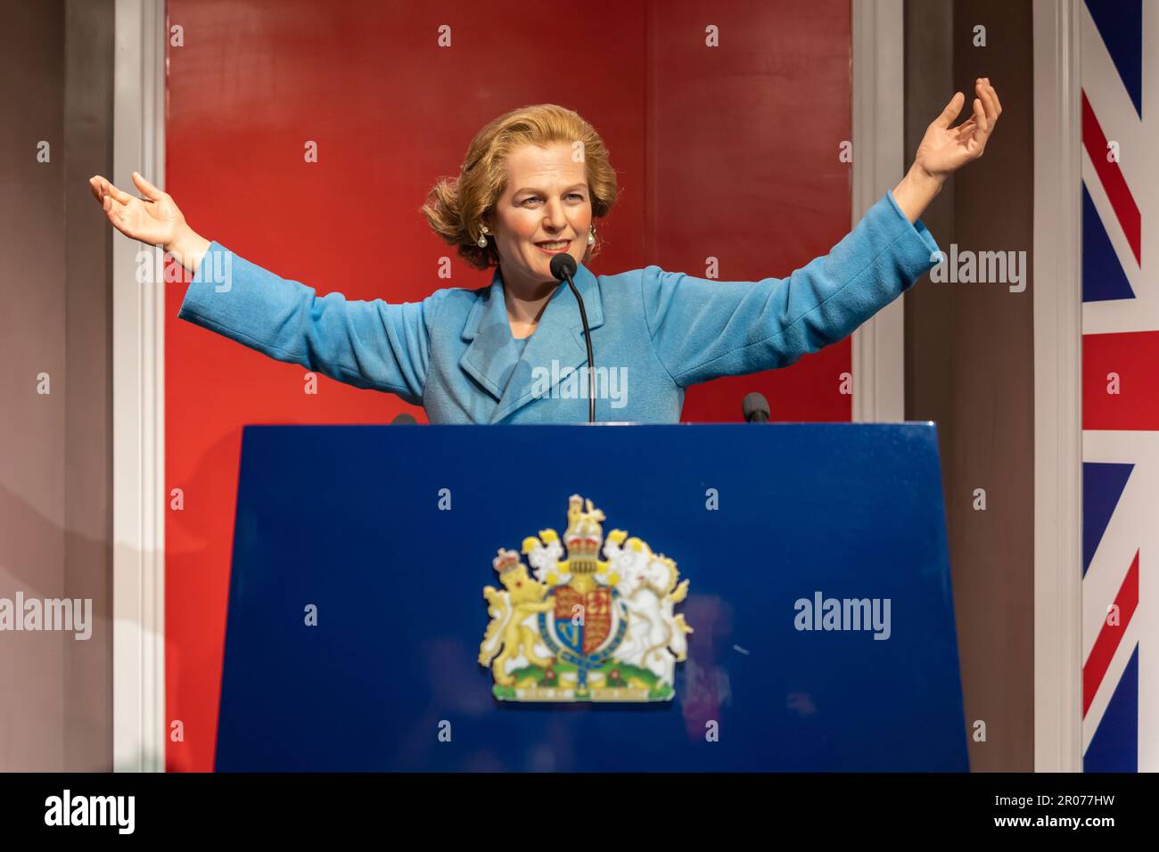 Shah Alam, Malaisie - 17 avril,2023 : la figurine de cire de Margaret Thatcher exposée au tapis rouge 2 dans I-City Shah Alam. Banque D'Images