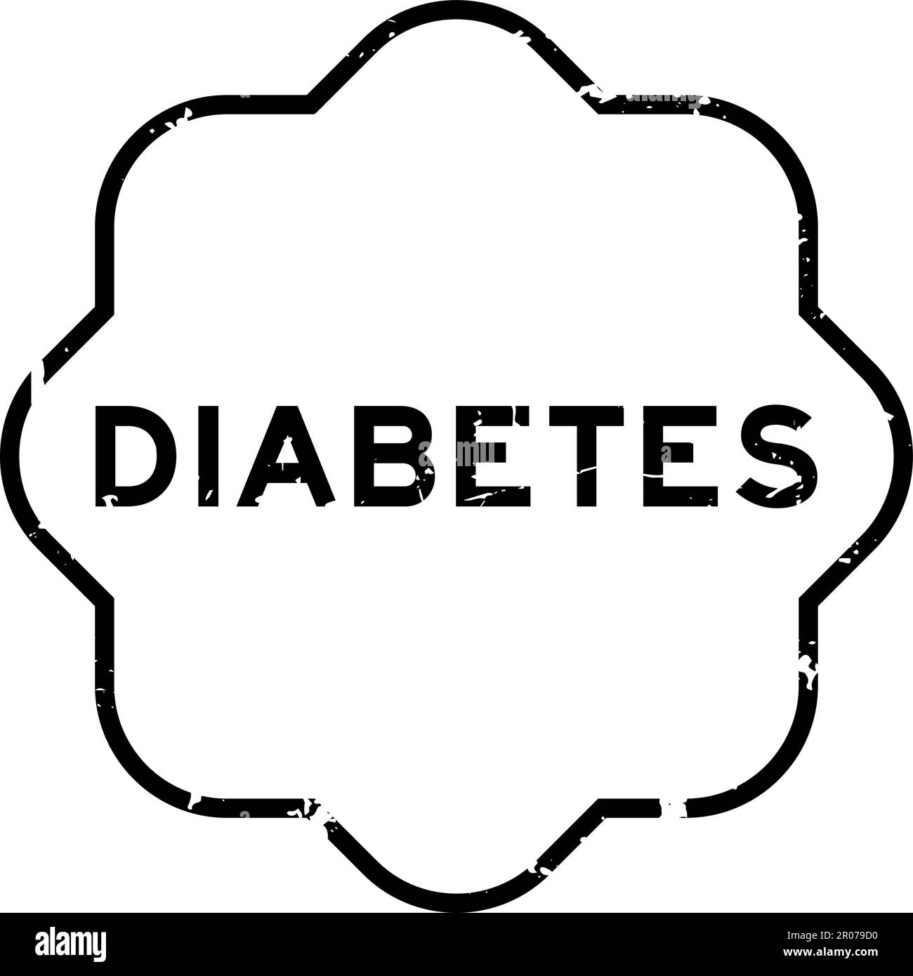 Grunge noir diabète mot caoutchouc cachet sur fond blanc Illustration de Vecteur