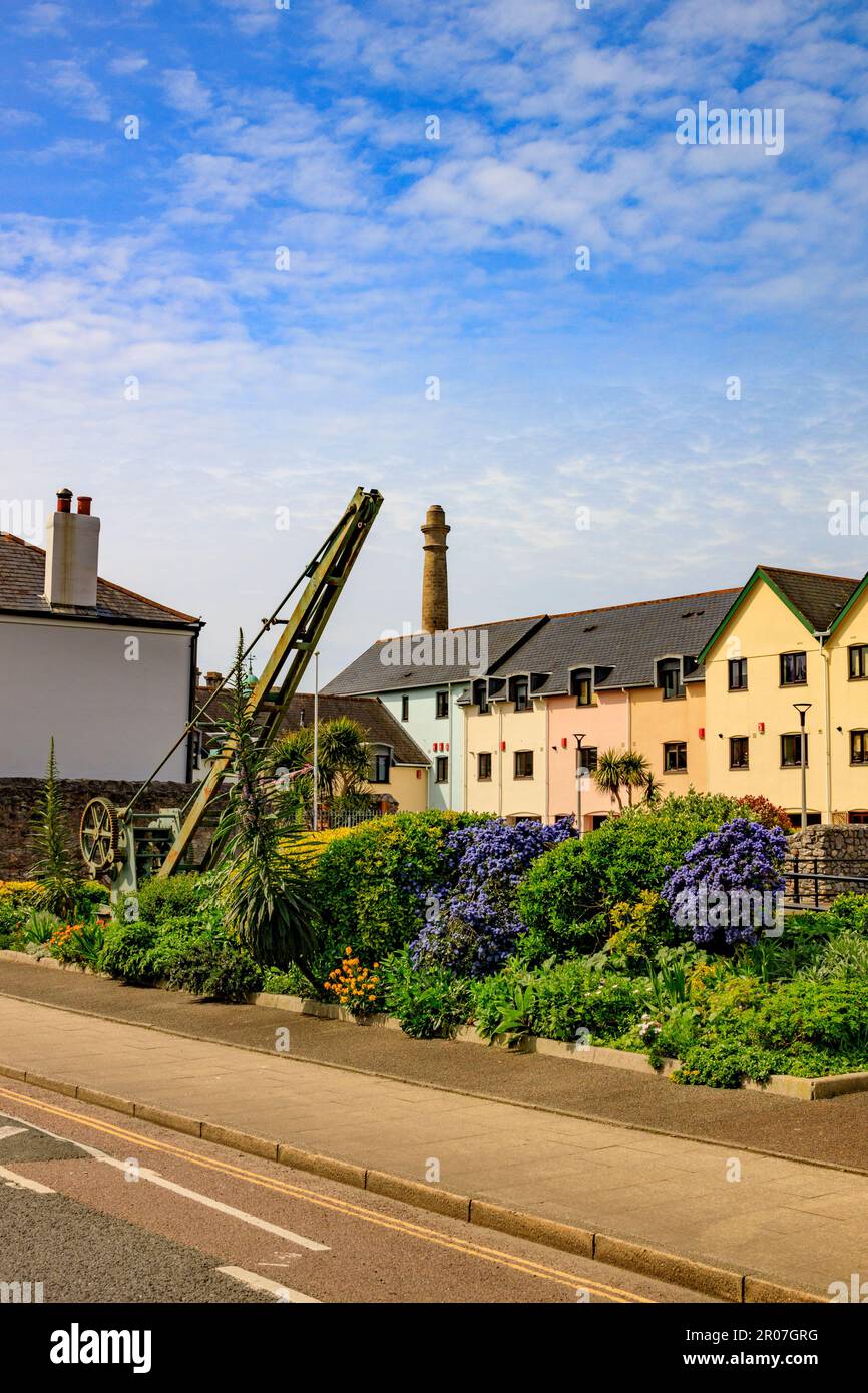 Maison colorée en bord de mer à Freeman's Wharf à Plymouth, Devon, Angleterre, Royaume-Uni Banque D'Images