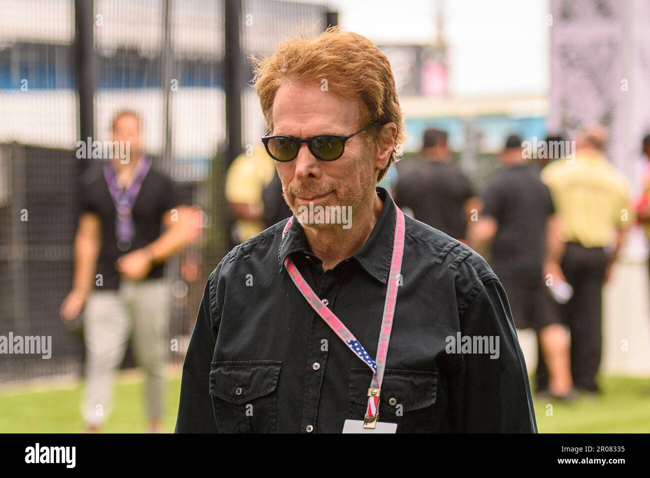 7th mai 2023: Miami International Autodrome, Miami Gardens, Floride, États-Unis: Formule 1 Crypto.com Grand Prix de Miami 2023: Course Day: Le producteur de film Jerry Bruckheimer marche dans le paddock. Banque D'Images