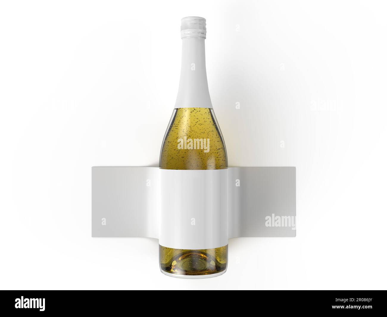 Maquette de bouteille de champagne minimaliste et moderne qui met en valeur votre conception avec clarté - isolée sur fond blanc - rendu 3D Banque D'Images