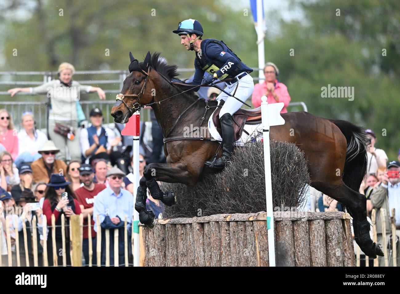 Badminton Estate, Gloucestershire, Royaume-Uni. 7th mai 2023. 2023 essais de chevaux de badminton jour 4; Arthur Duffort de France à Toronto d'Aurois pendant le test de cross-country crédit: Action plus Sports/Alamy Live News Banque D'Images