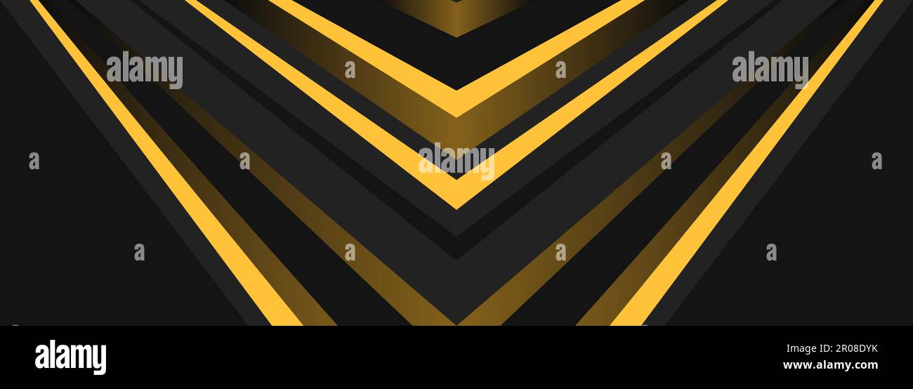 Arrière-plan vectoriel abstrait avec des formes de flèche jaune et noire et des lignes géométriques. Arrière-plan abstrait sportif moderne coloré. Illustration vectorielle Illustration de Vecteur