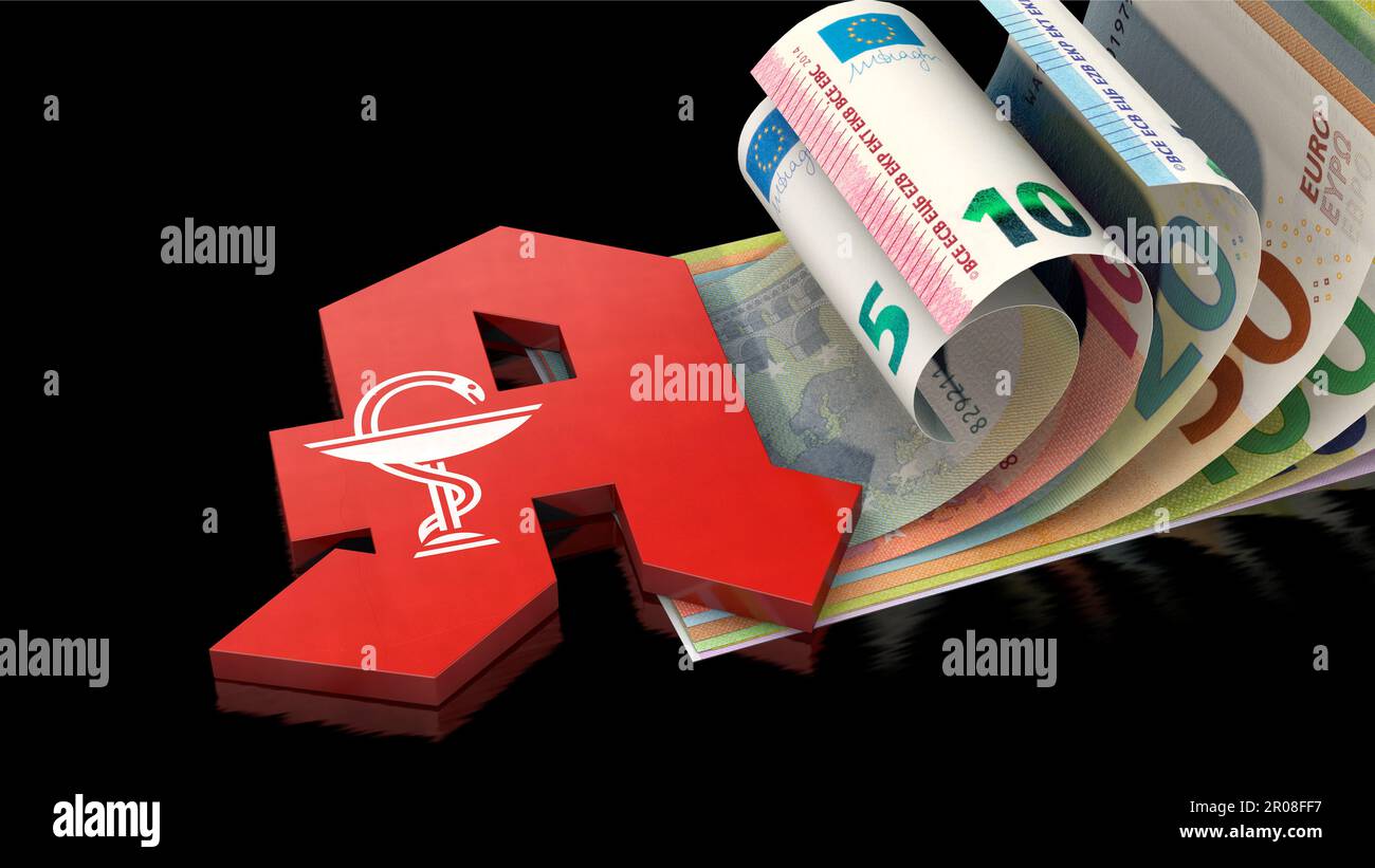 Affiche de la pharmacie allemande sur les factures en euros Banque D'Images