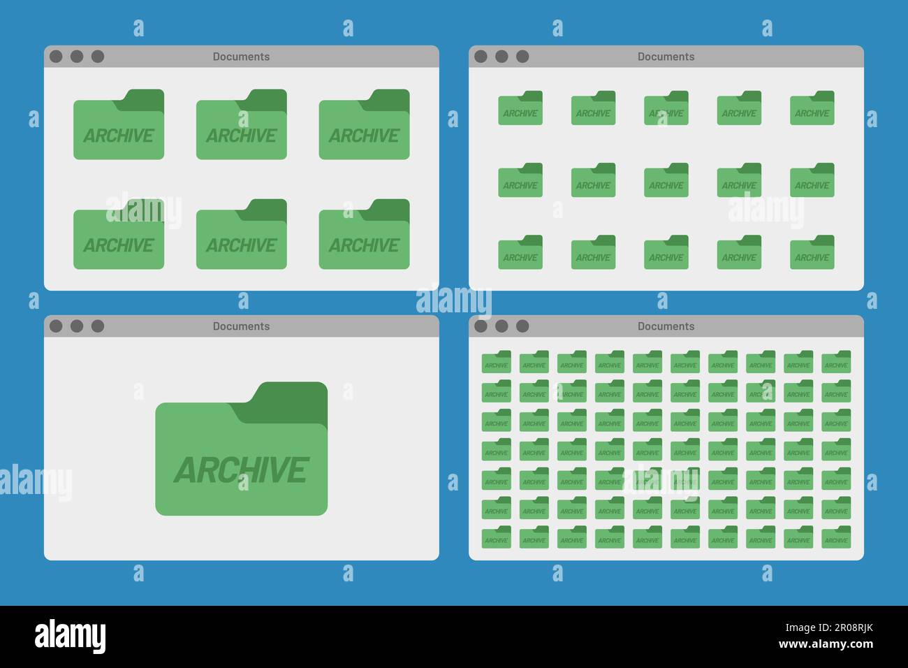 fenêtre de l'interface du bureau avec des dossiers isolés simple ui vector illustration plate Illustration de Vecteur