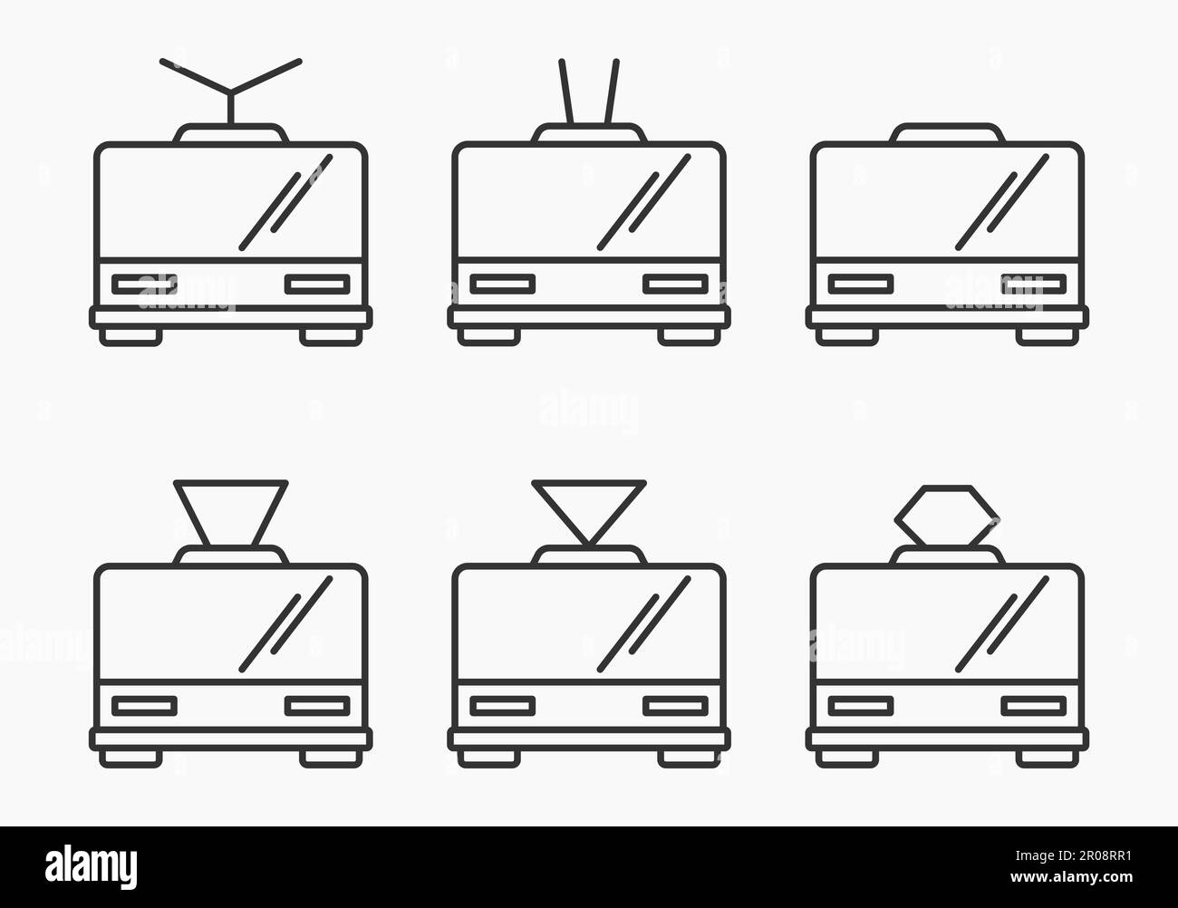 illustration vectorielle des icônes de la ligne de vue avant du bus de transport public Illustration de Vecteur