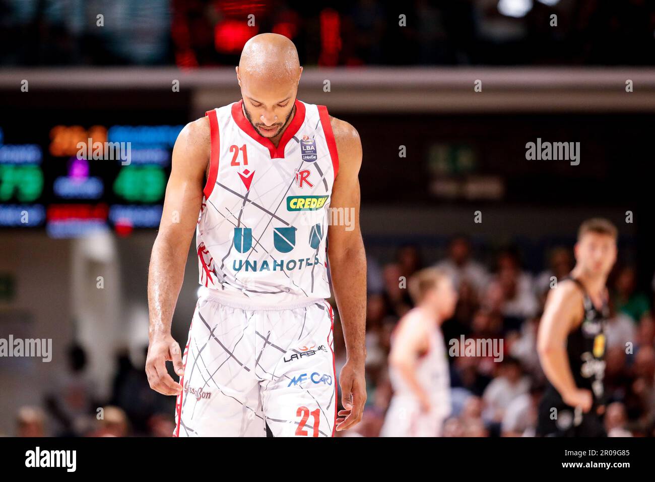 Reggio Emilia, Italie. 07th mai 2023. PalaBigi, Reggio Emilia, Italie, 07 mai 2023, Andre Jones (Unihotels Reggiana) pendant UNAHOTELS Reggio Emilia vs Dolomiti Energia Trentino - Championnat italien de basket-ball série A crédit: Live Media Publishing Group/Alay Live News Banque D'Images
