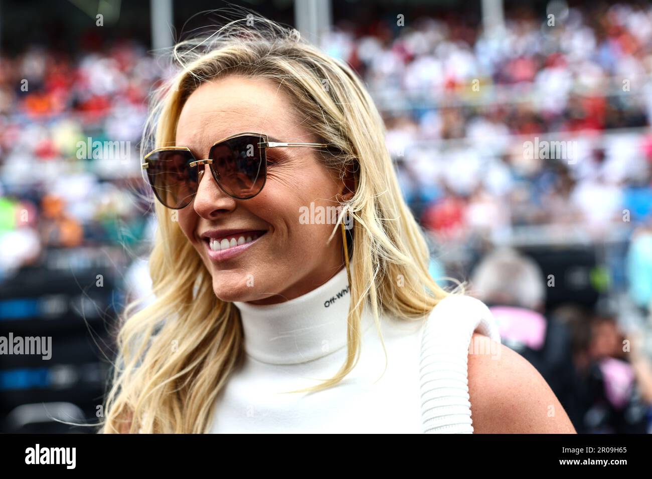 Miami, États-Unis. 07th mai 2023. Lindsey Vonn (Etats-Unis), ancienne piste de ski alpin sur la grille. 07.05.2023. Formula 1 World Championship, Rd 5, Miami Grand Prix, Miami, Floride, USA, jour de la course. Le crédit photo doit être lu : images XPB/Press Association. Crédit : XPB Images Ltd/Alamy Live News Banque D'Images