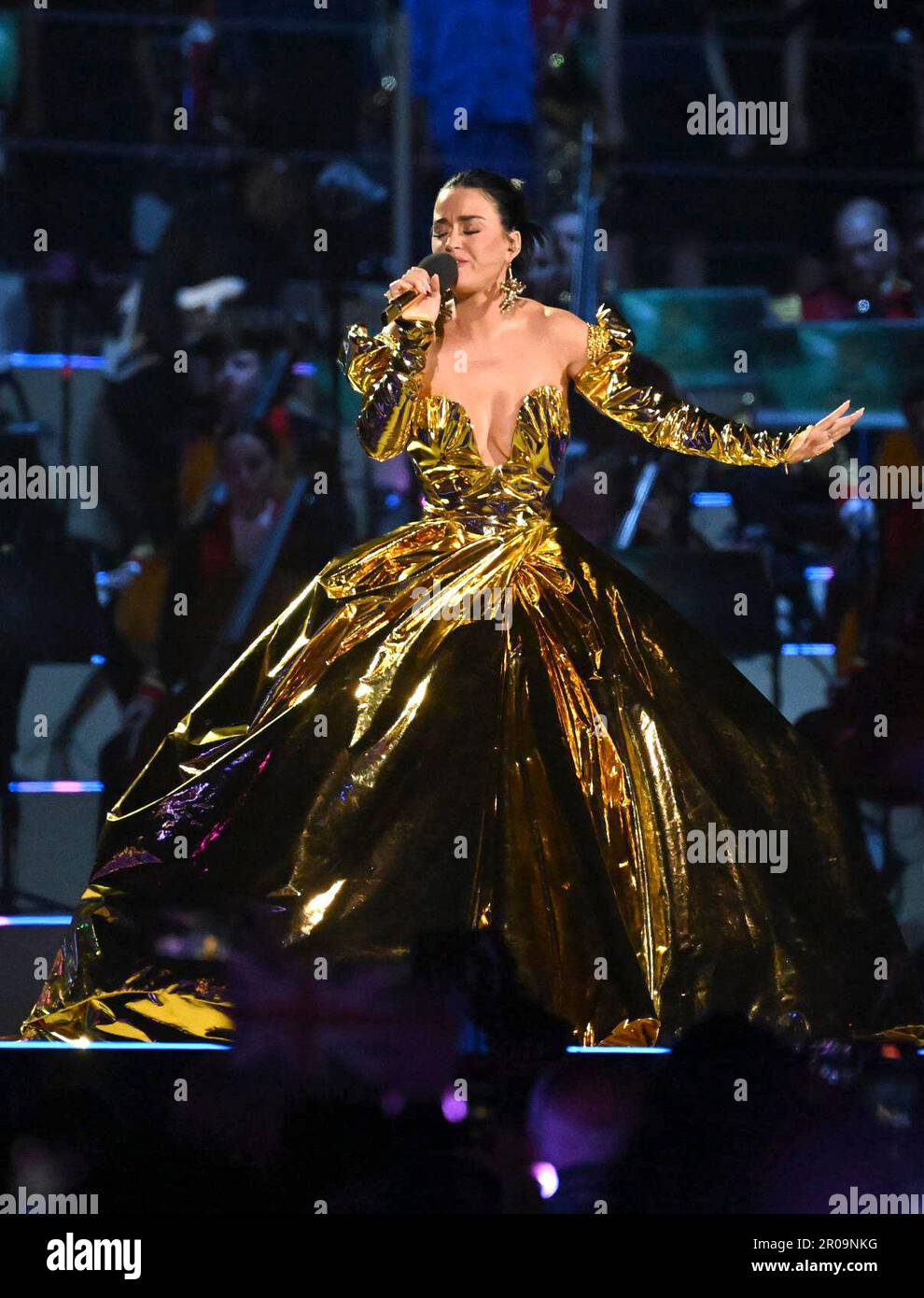 Katy Perry sur scène au Coronation concert tenu dans le domaine du ...